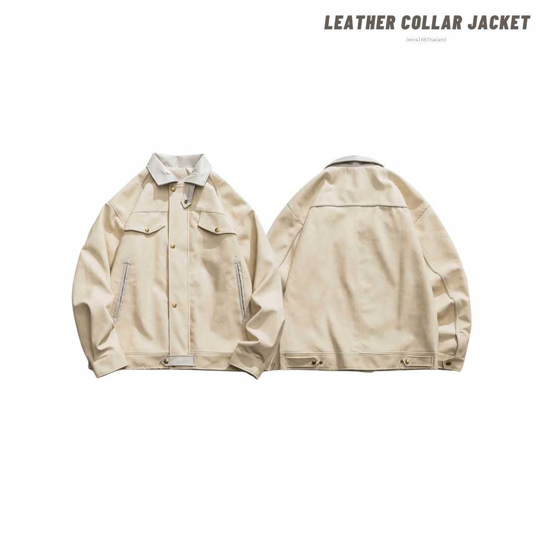 (พร้อมส่ง) Jeera168 | Leather Collar Jacket