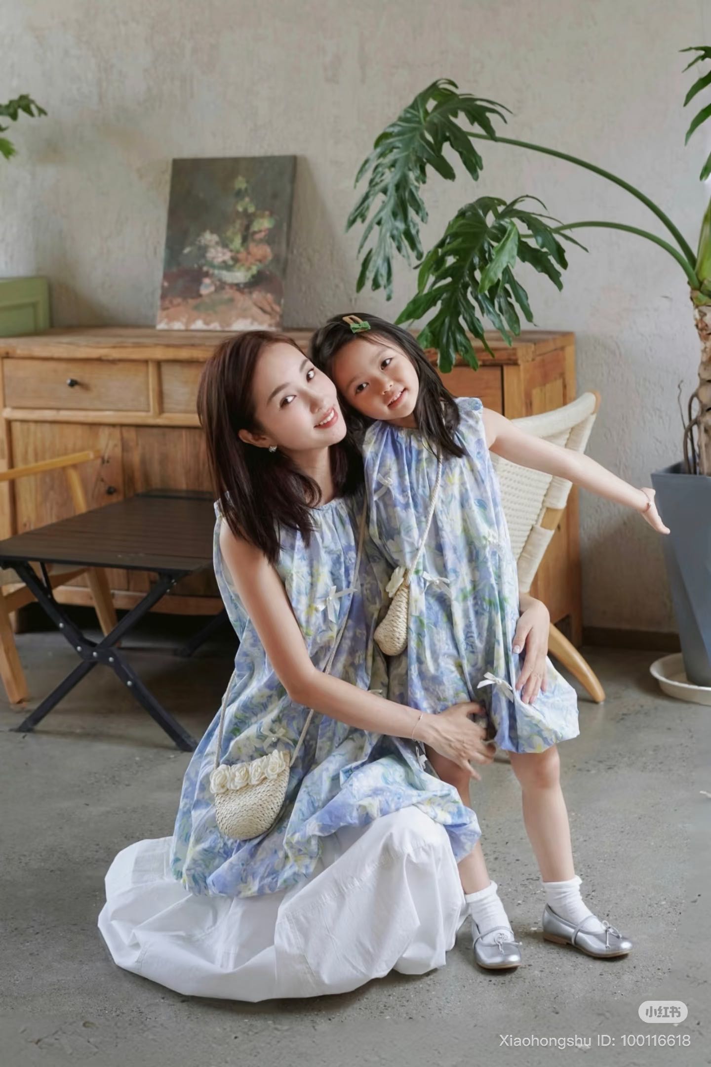 Bloom With Mom ชุดคู่แม่ลูกโทนฟ้าลายดอกไม้ละมุน (พรีออเดอร์ 10-15วัน)