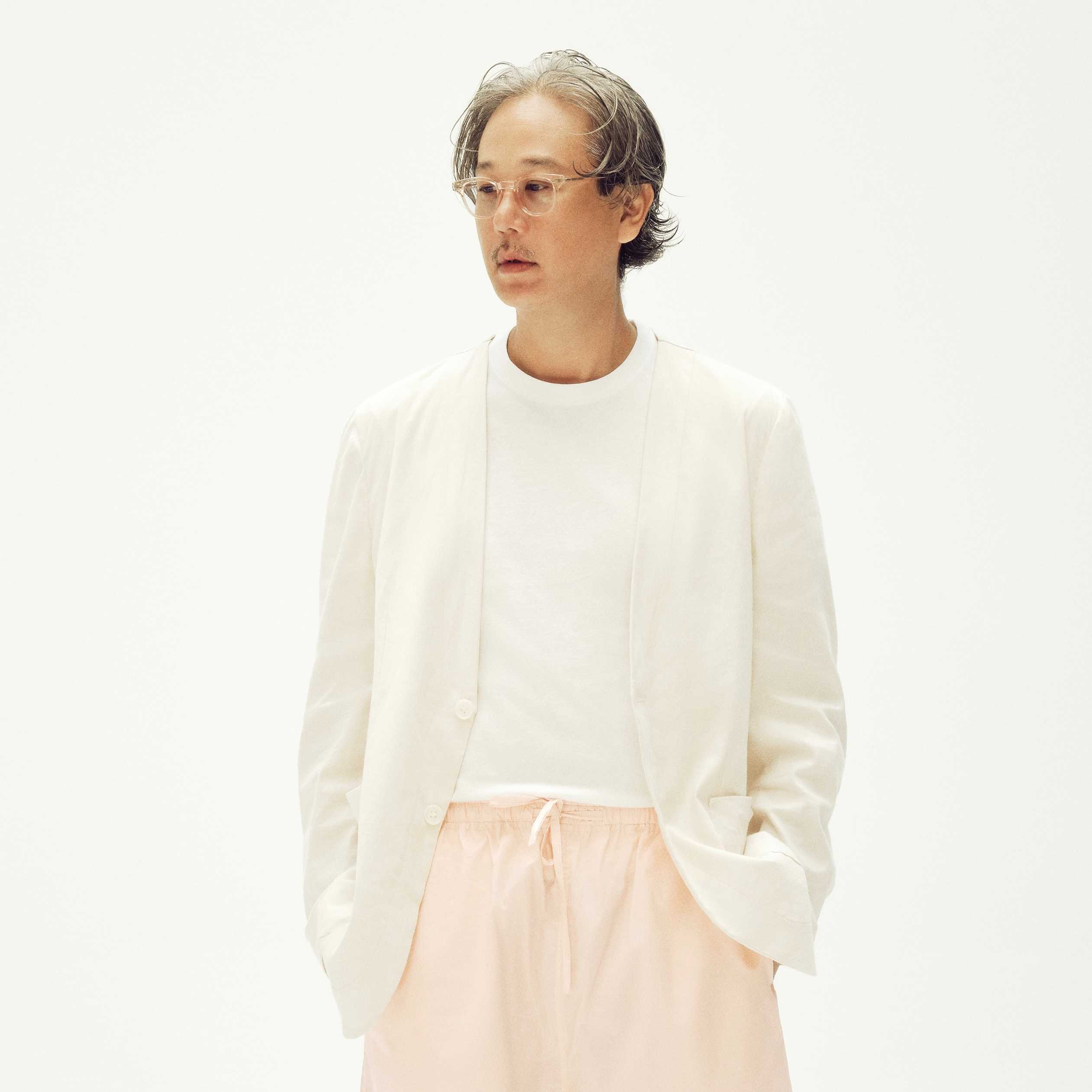 VINTAGE COLLARLESS EASY JACKET - Ivory linen cotton