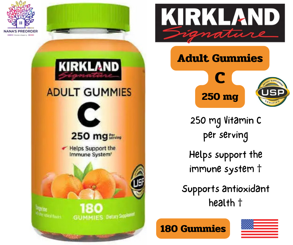 Kirkland Signature Adult Gummies C 250 mg  กัมมี่วิตามินซี รสส้ม ขนาด 180 กัมมี่