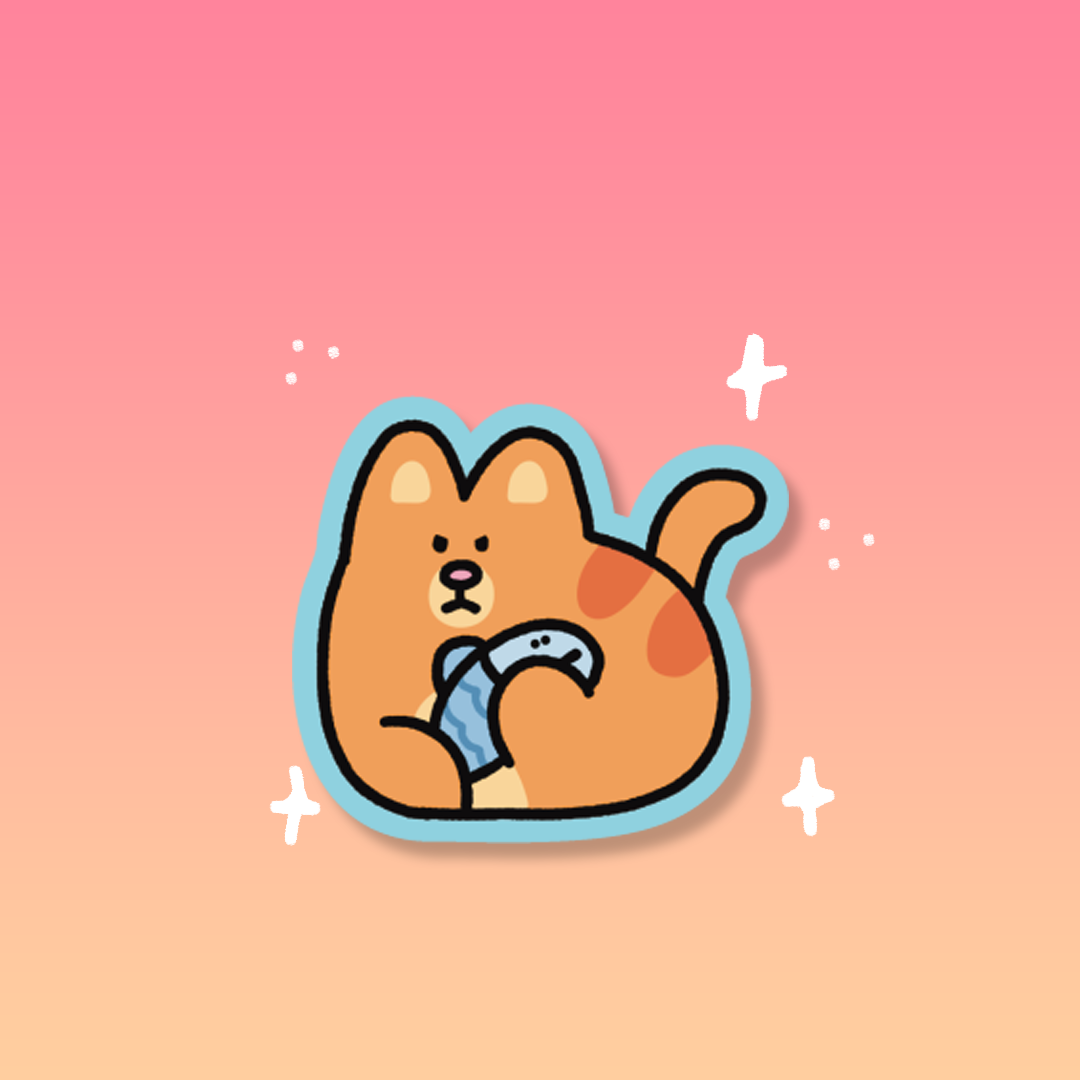 Sticker  glitter [Orange Cat]