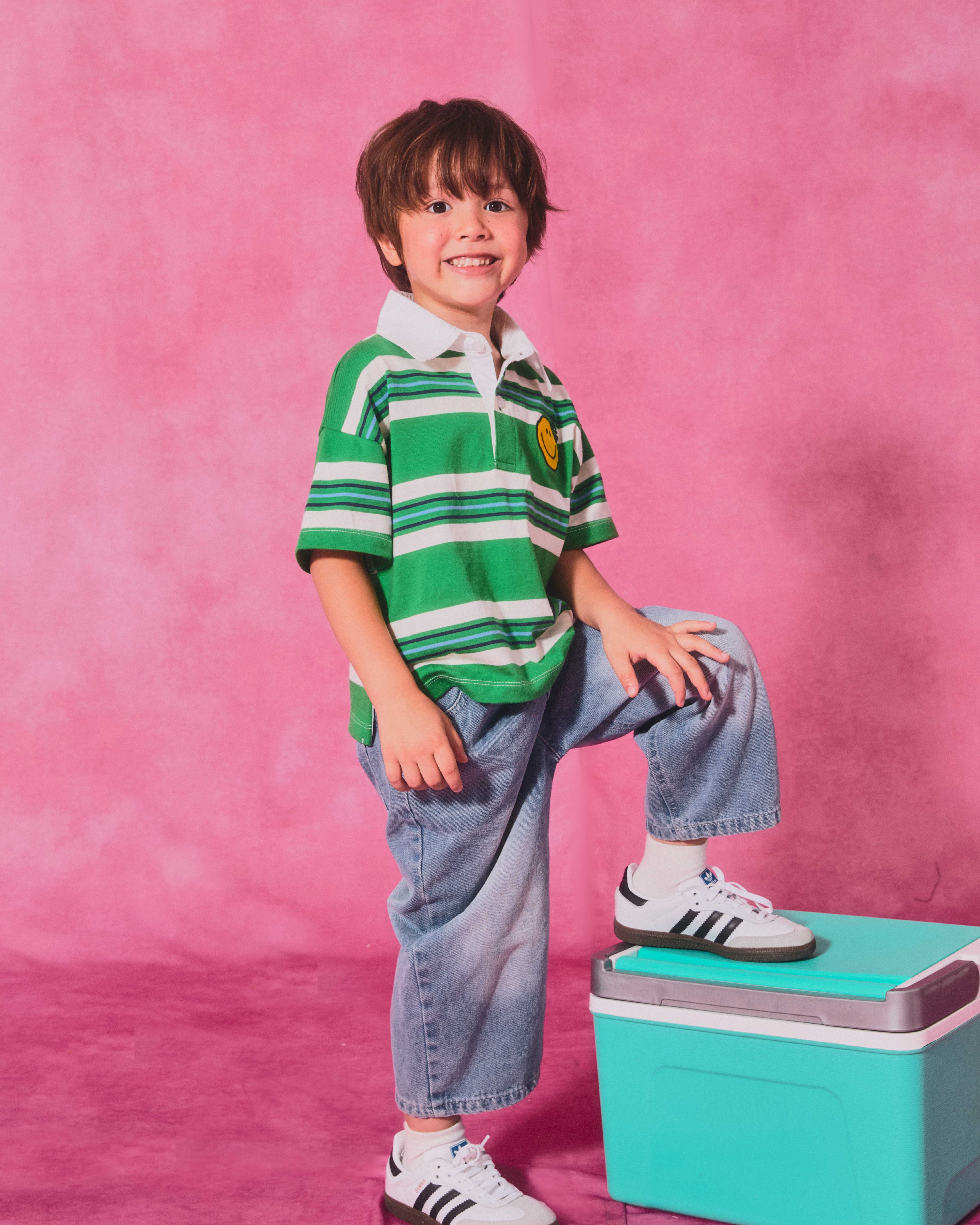 (Look10) Striped Smiley Polo