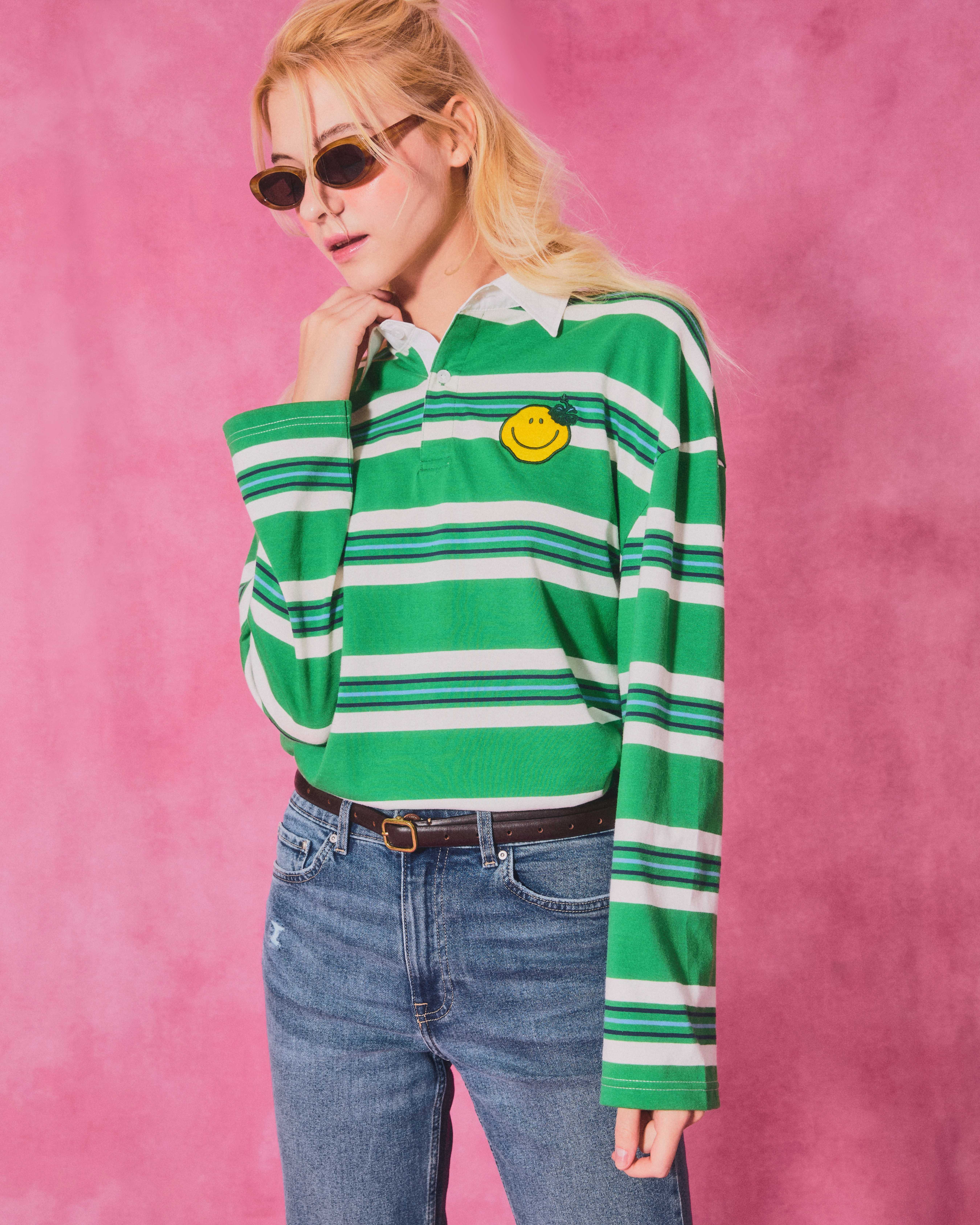 (Look11) Striped Smiley Adult Rugby Shirt