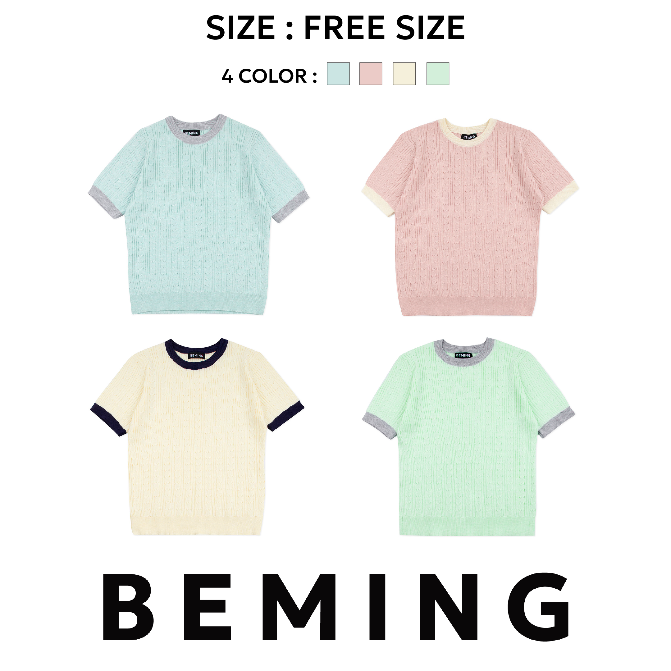Bemingtop592 - Minnie Top 💐🦋 เสื้อยืดเเขนสั้น งานถัก ผ้าไหมพรม ยืดนุ่ม ใส่สบาย
