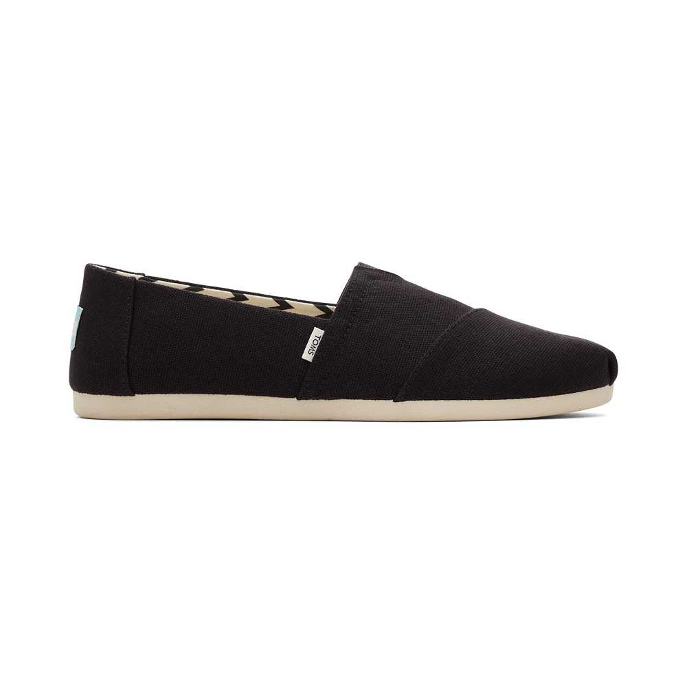 TOMS รองเท้าลำลองผู้ชาย สลิปออน รุ่น Alpargata Black Recycled Cotton Canvas(CB)