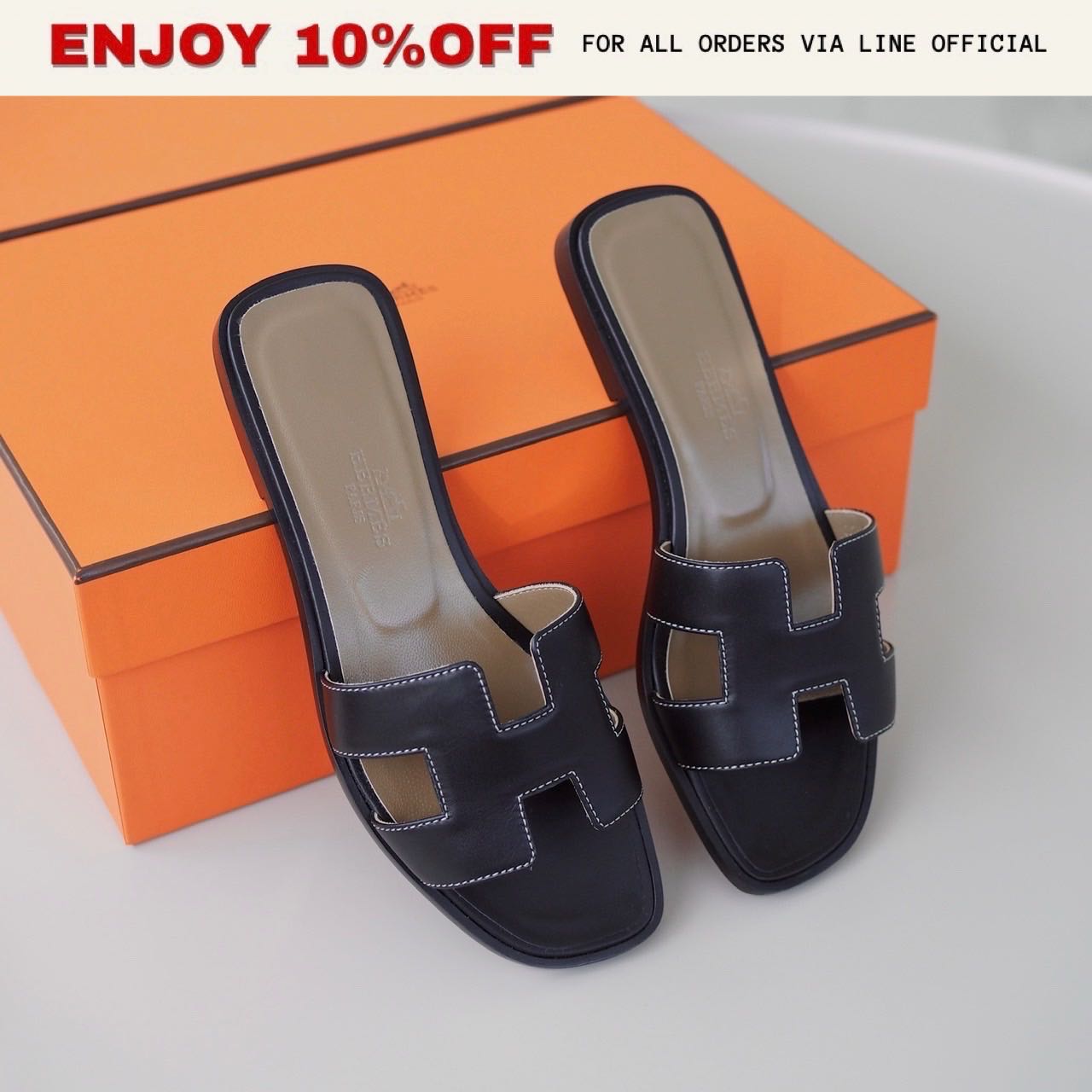 NEW! HERMES Oran Sandals สี Noir | Shoes