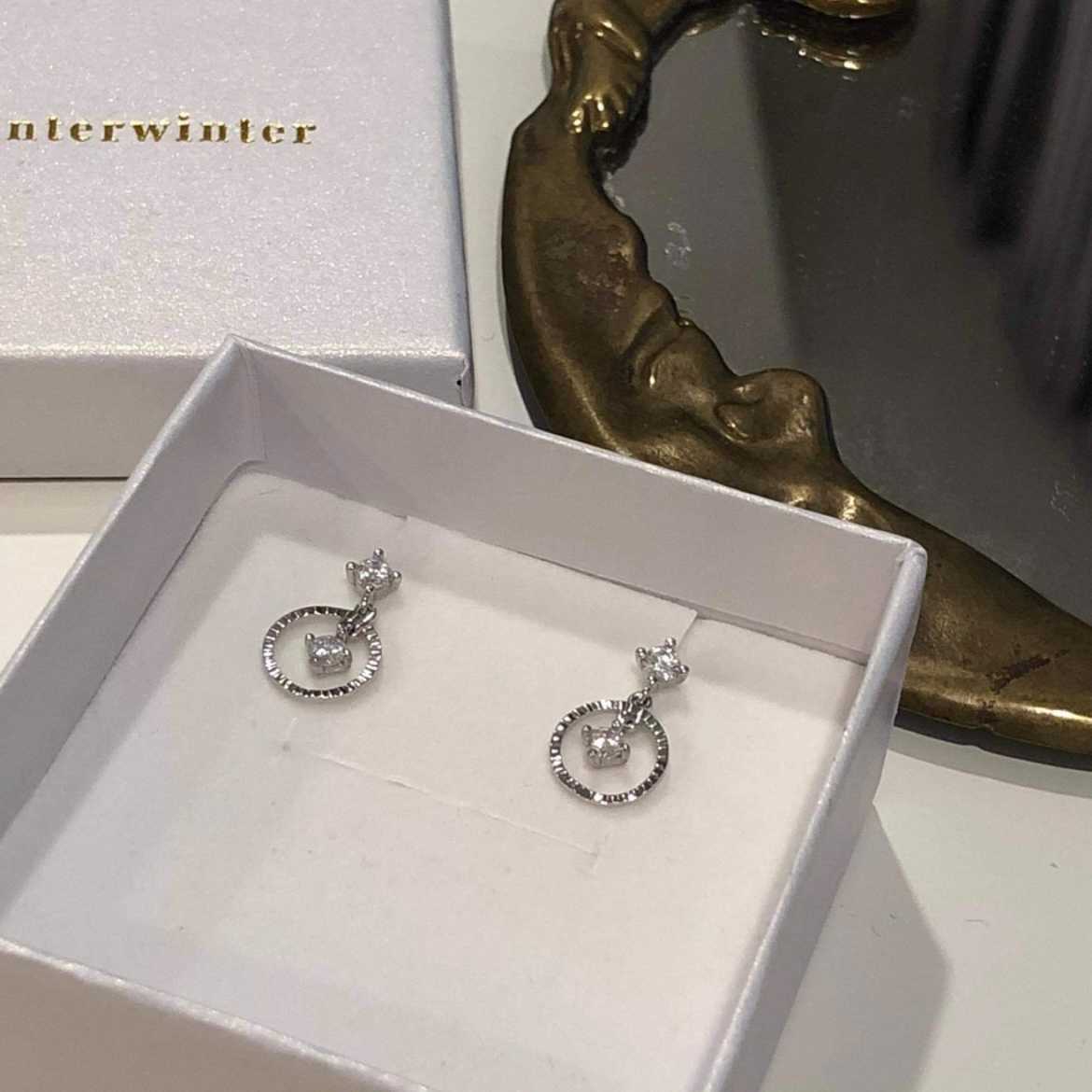 Winterwinter Jewelry Silver925 : ต่างหูเงินแท้ ห่วงวงกลมเพชร cz