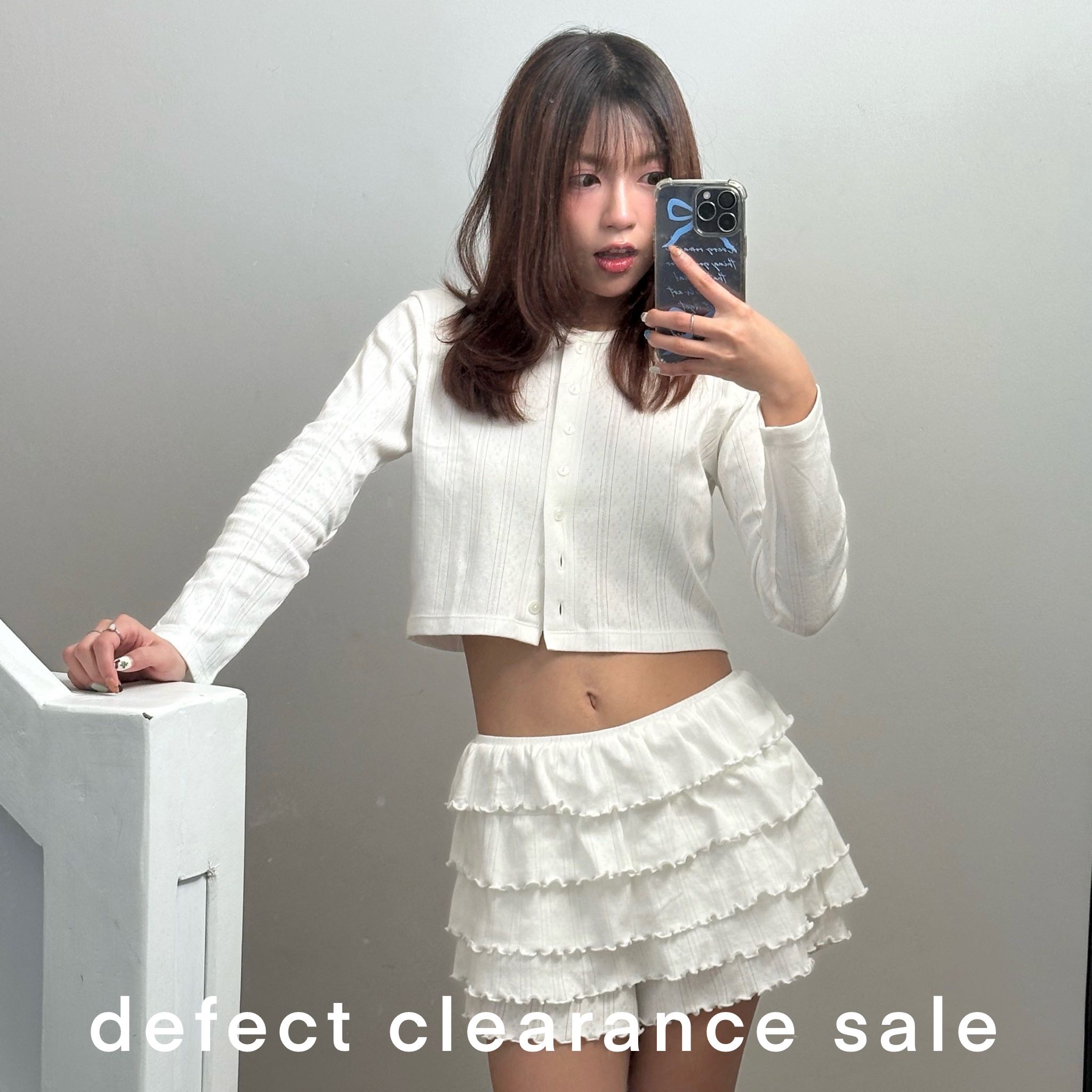 DEFECT SALE - pointelle crop cardigan