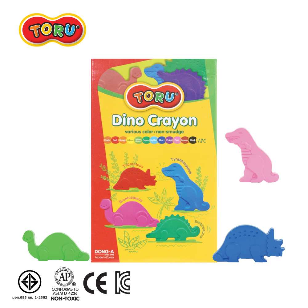 สีเทียนรูปไดโนเสาร์ 12 สี TORU  TR-DINOCRAYON12
