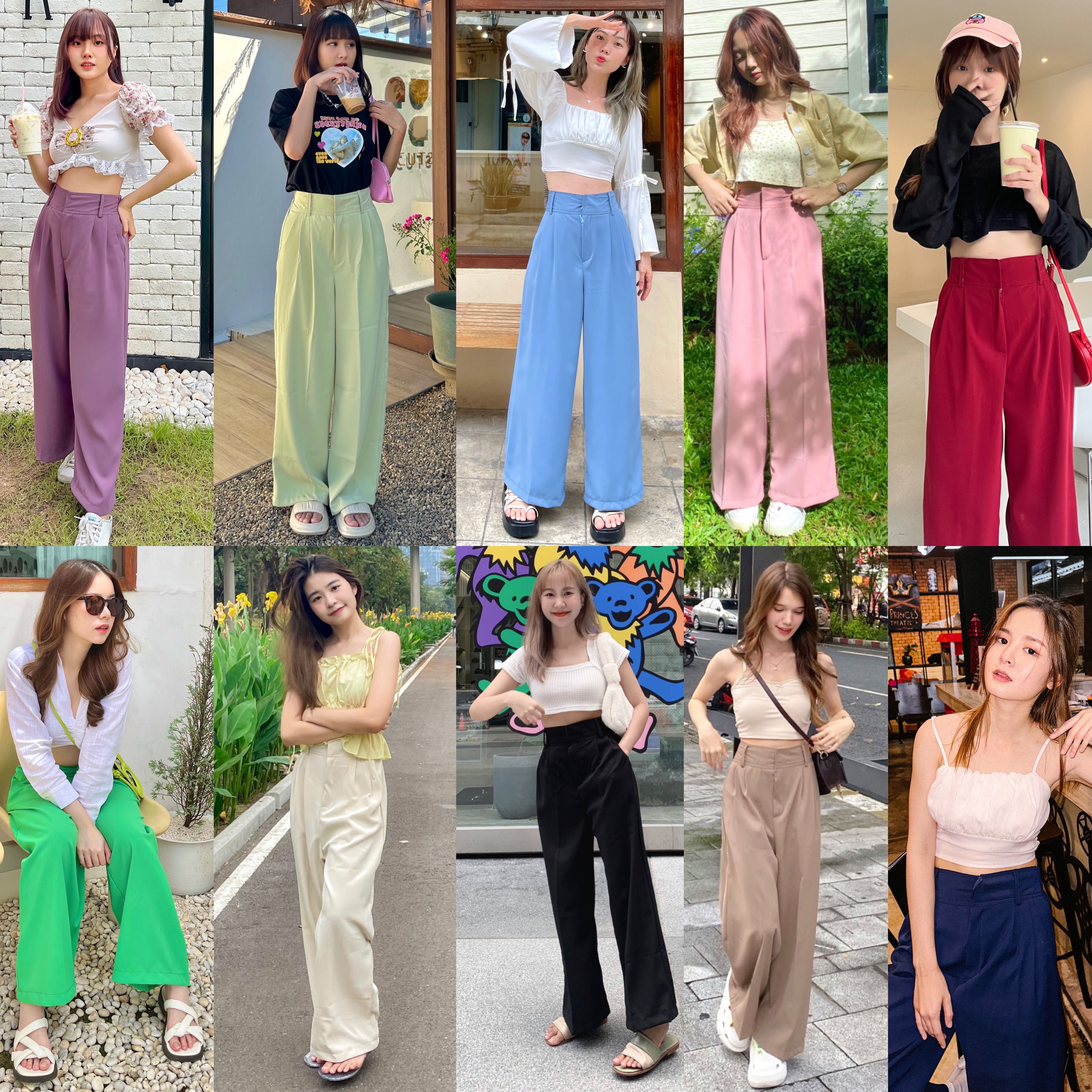 150cm comfy ขายาว กระบอกใหญ่ ขอบเอวหนา ผ้าลื่นพริ้วทิ้งตัวมาก