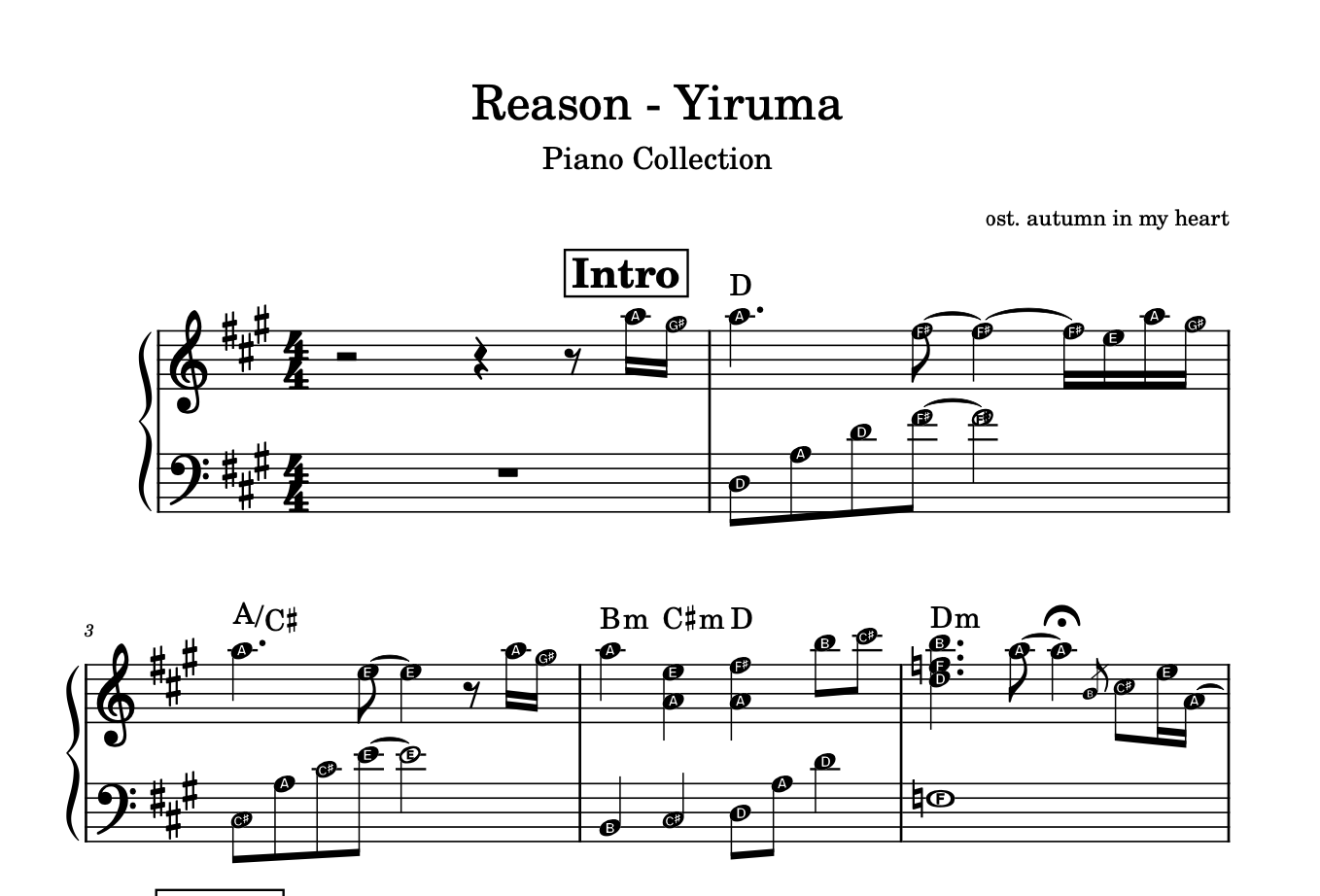 โน้ตเพลง Reason - Piano Collection (Lv 3)