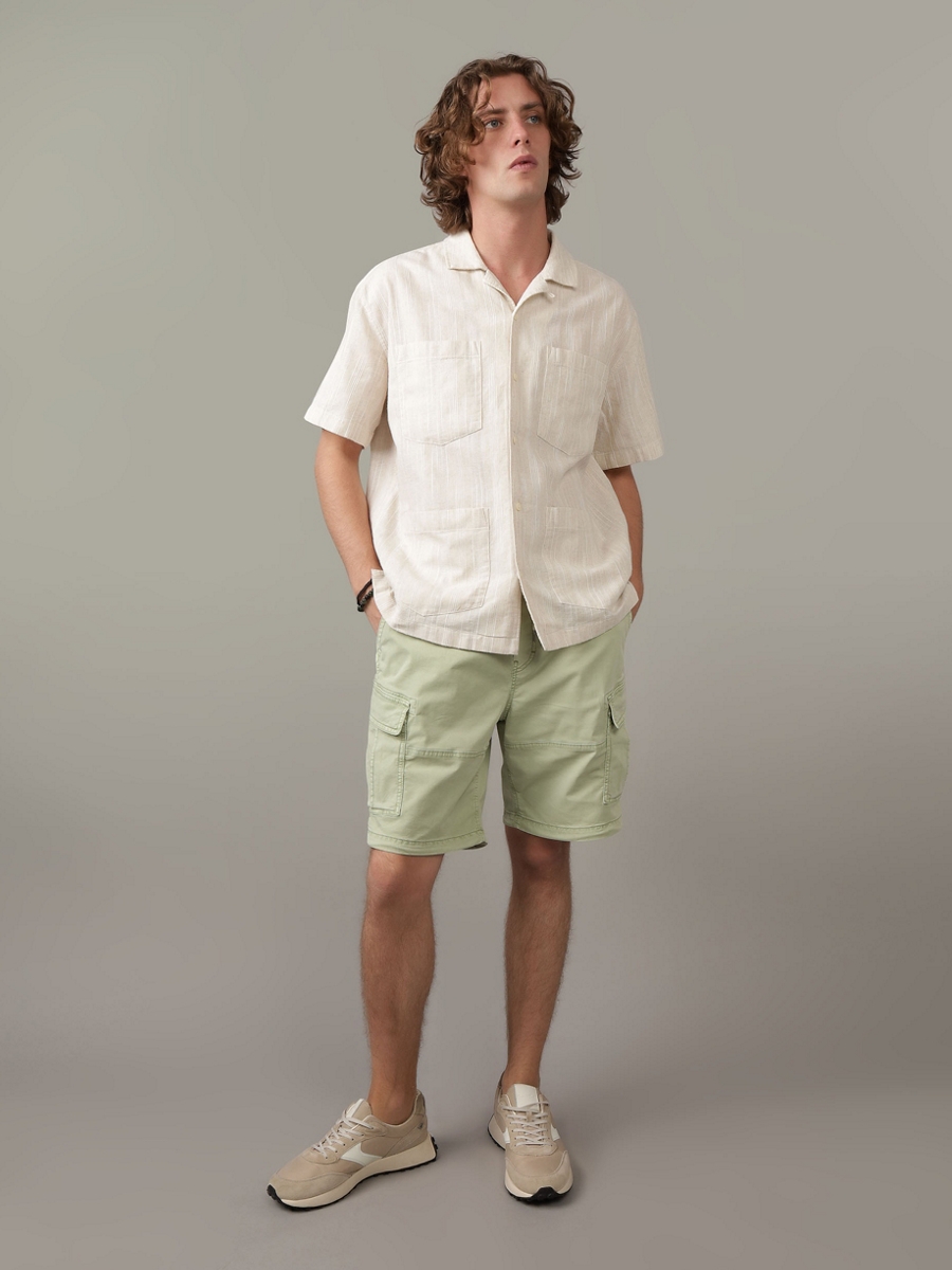 เสื้อเชิ้ต ผู้ชาย SS OVERSIZED CAMP COLLAR 4 PKT RICARDO DOBBY SHIRT ( 015-6247-143 )