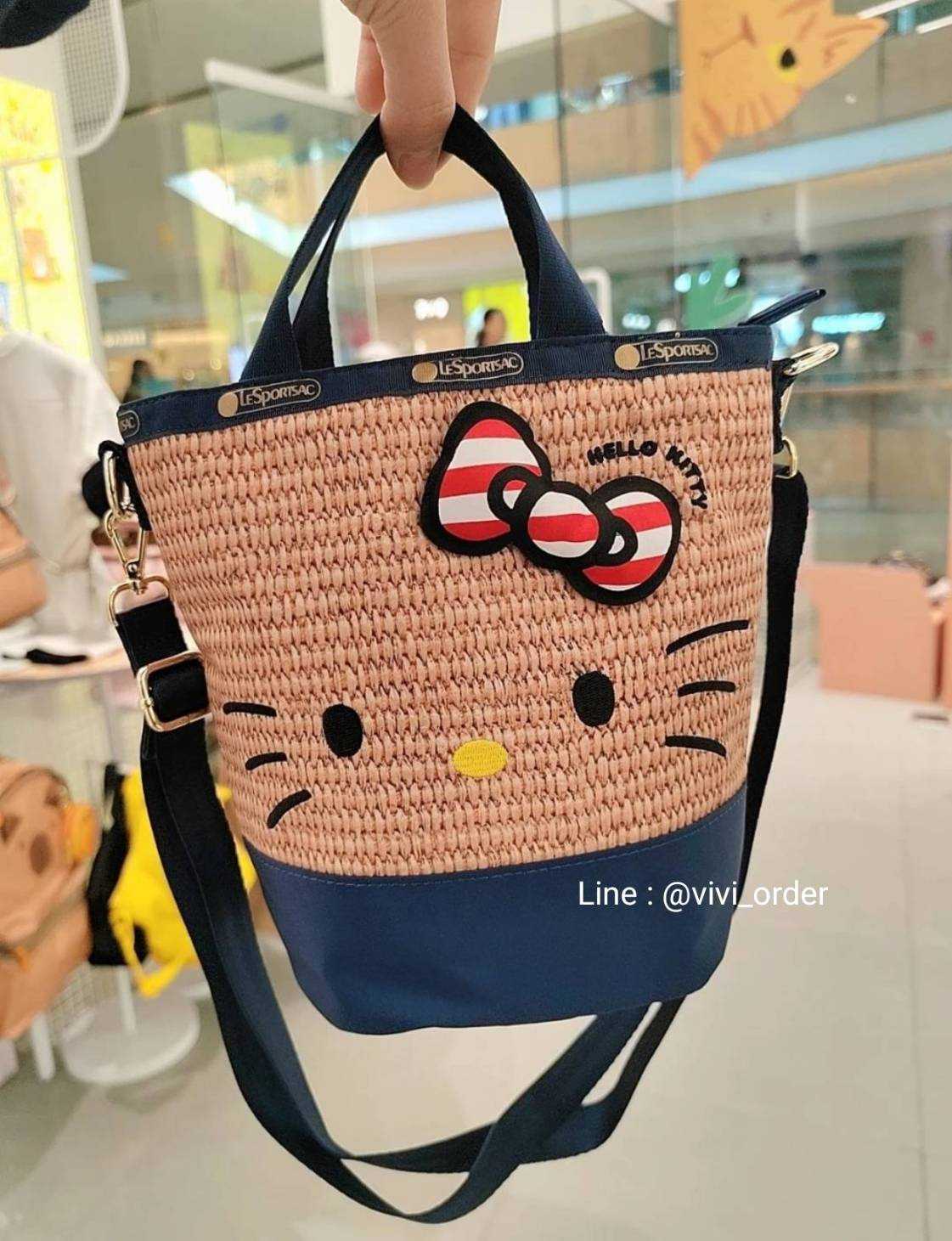 HELLO KITTY x LeSportsac STRAW BUCKET BAG