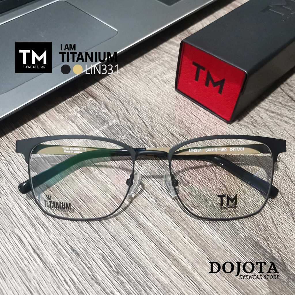 กรอบแว่นตาไทเทเนี่ยม Toni Morgan รุ่น LIN331 สีดำ/ทอง (Black / Golden) ทรงเหลี่ยม น้ำหนักเบา