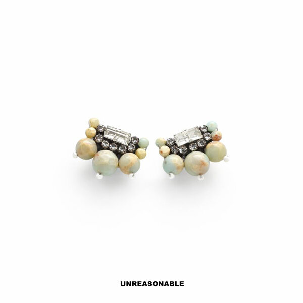 Aqua jasper bubble Earrings สีเขียว Natural stone UA0619-01 Unreasonable Accessories