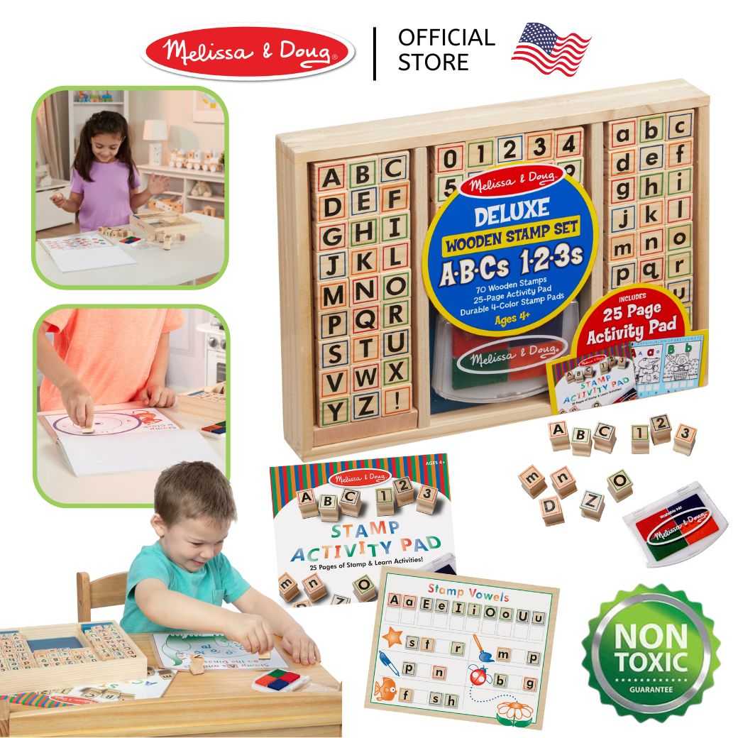 (ของแท้ USA) ชุดแสตมป์ ตัวปั๊ม ตัวอักษร non-toxic ล้างออกได้ Deluxe Wooden Stamp Set กล่องเก็บ 30118