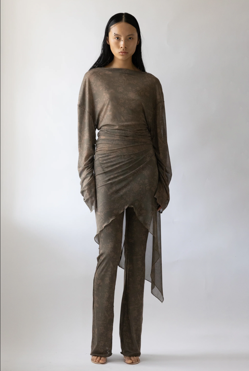 SALE Jade Cropper - OVERSIZED DRAPED TWISTED DRESS KHAKI/BEIGE