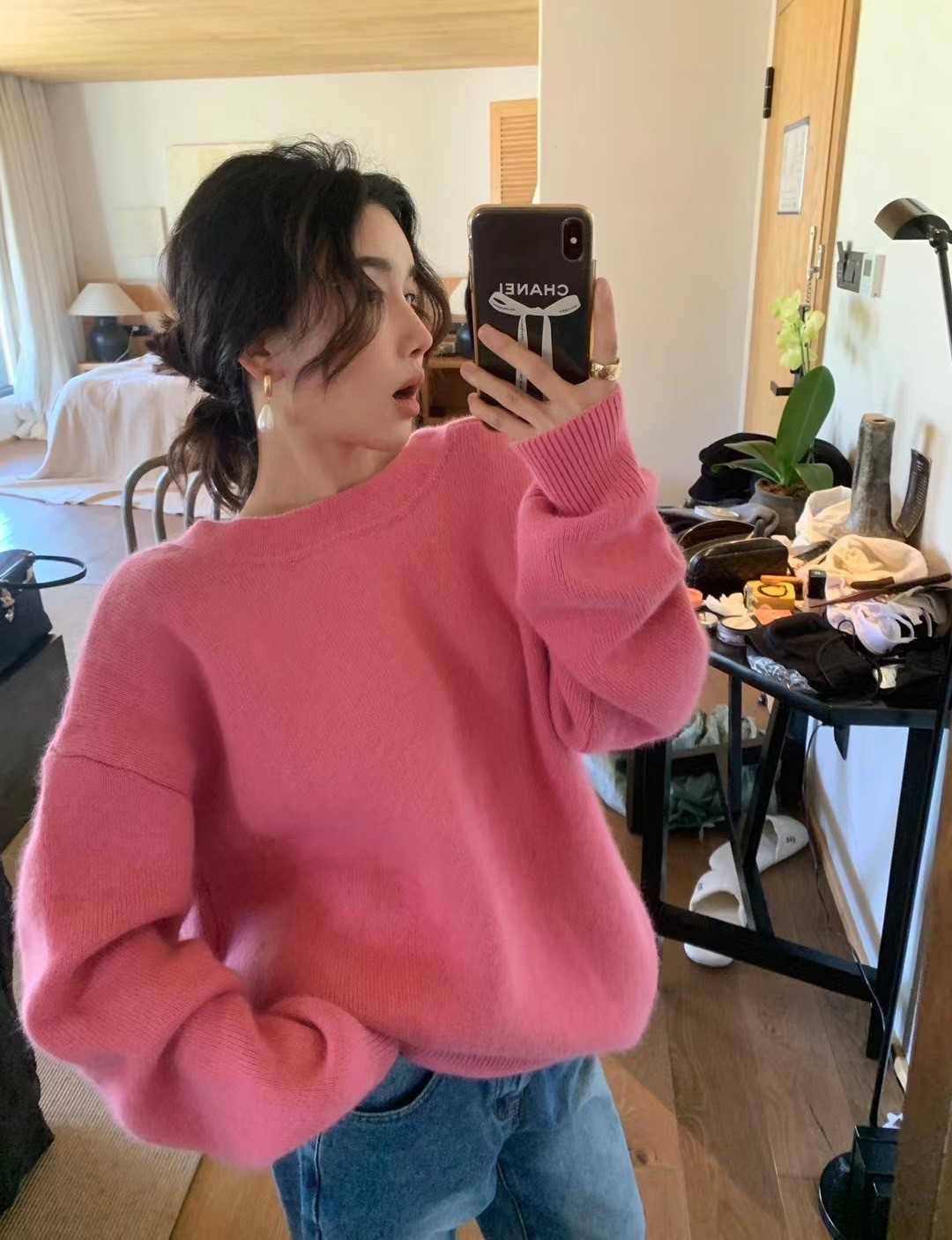 ( SALE ) KNITTED CARDIGAN DEEP V BACK 