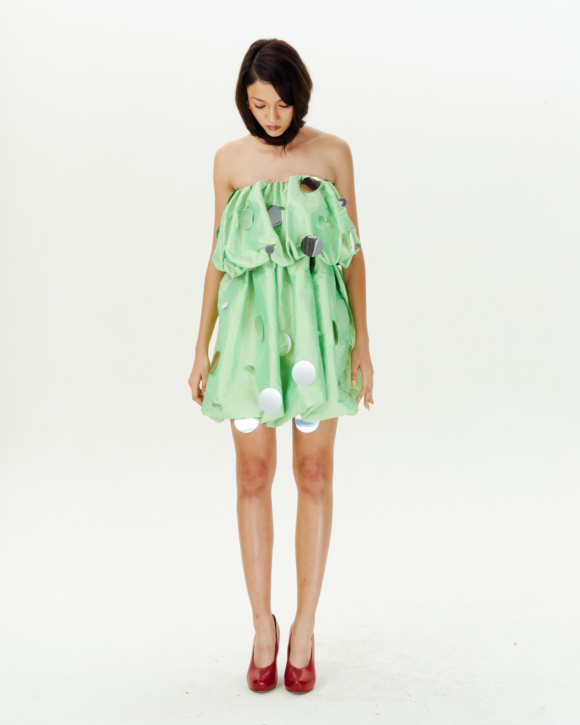 USEMEREPEAT NEON GREEN  BALLOON DISCO DRESS FREESIZE