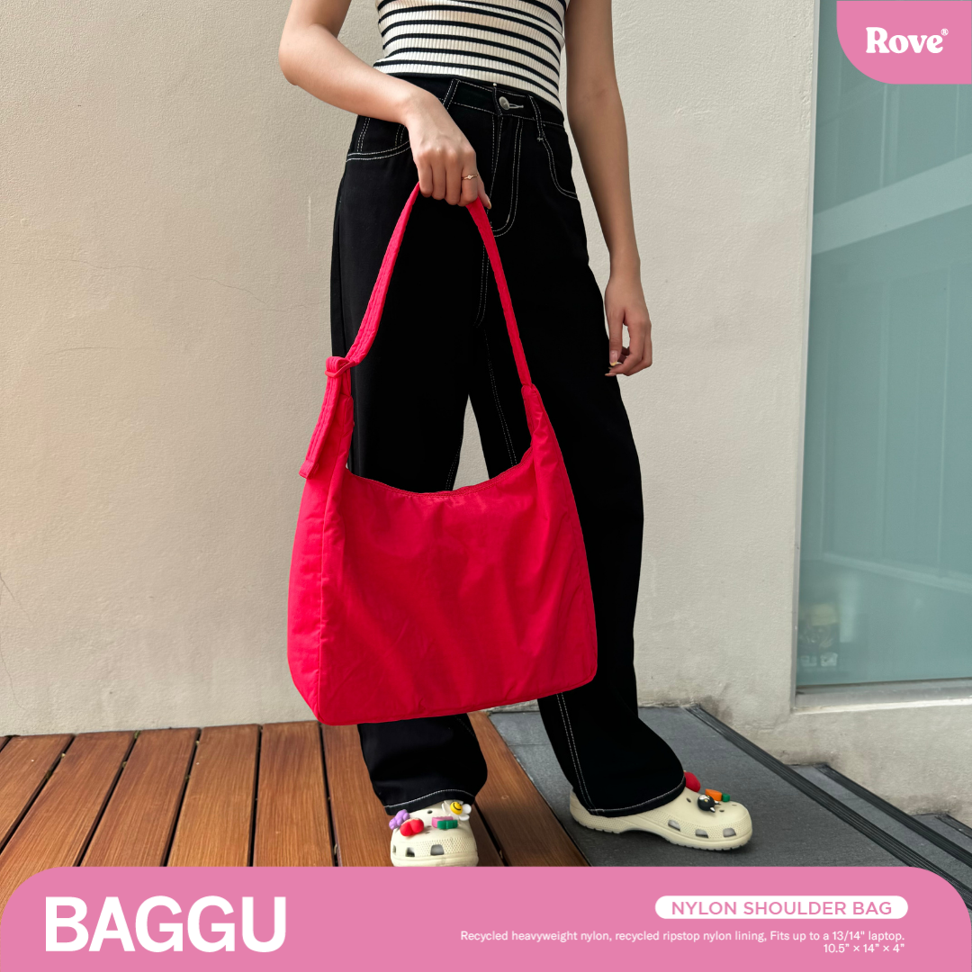 BAGGU Nylon Shoulder Bag - Candy Apple Red