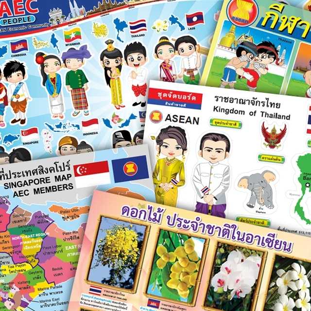 โปสเตอร์พลาสติก  PP วิชาสังคม  อาเซียน 1