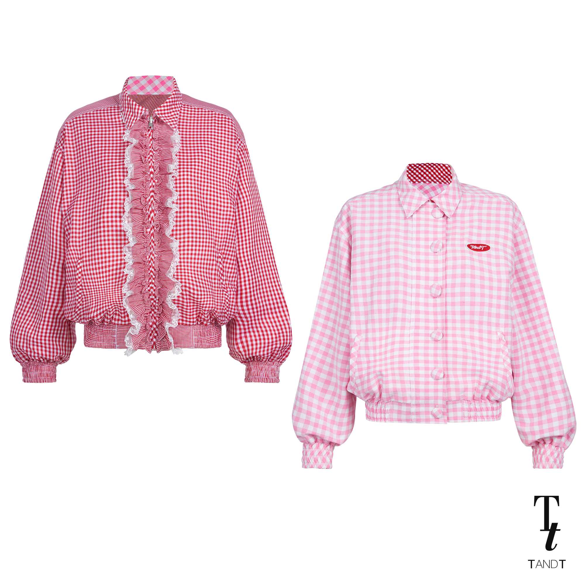 HANKY- PANKY - TWO-TONE GINGHAM LACE TRIMMED REVERSIBLE JACKET