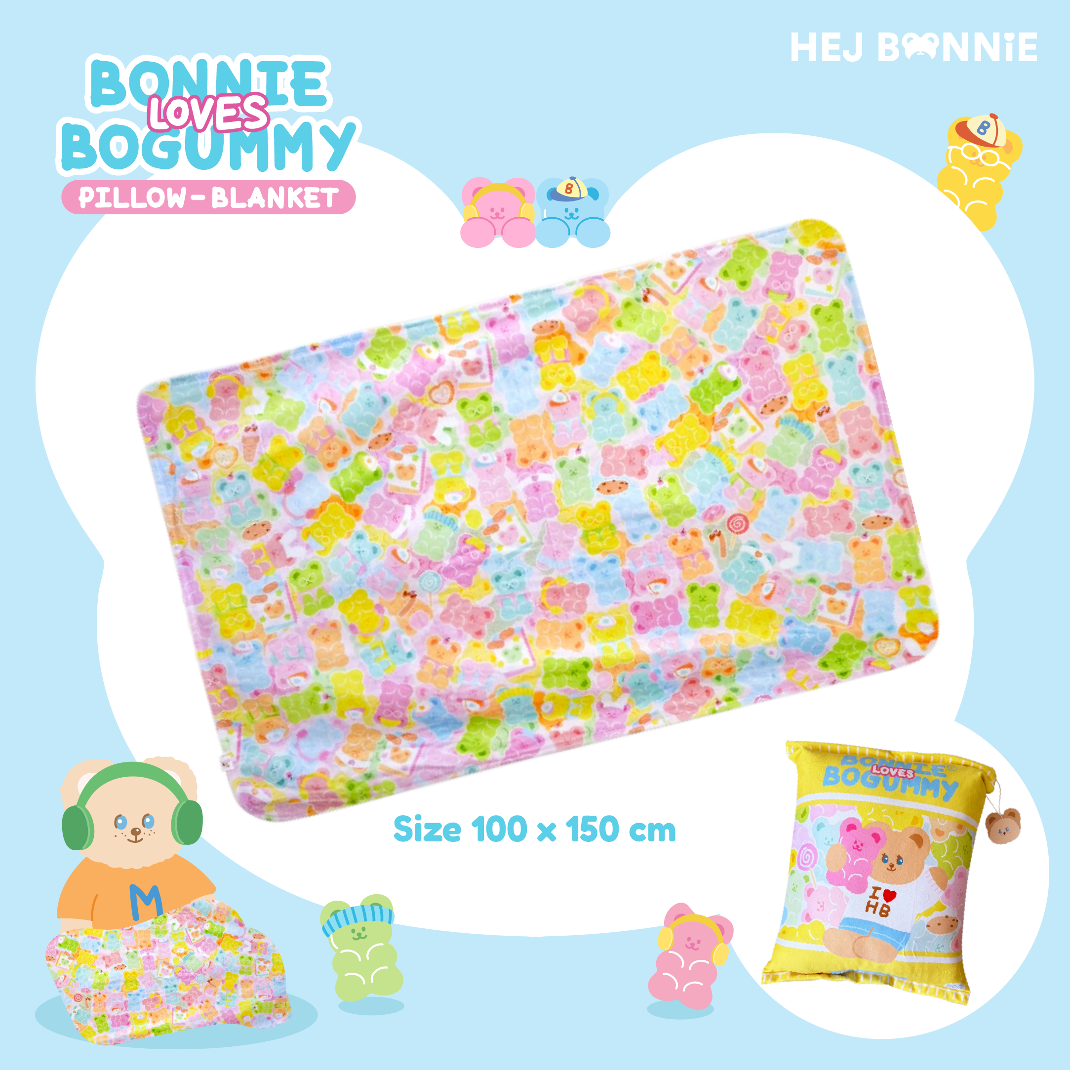 Bonnie Loves Bogummy Pillow-Blanket l Hej Bonnie Official