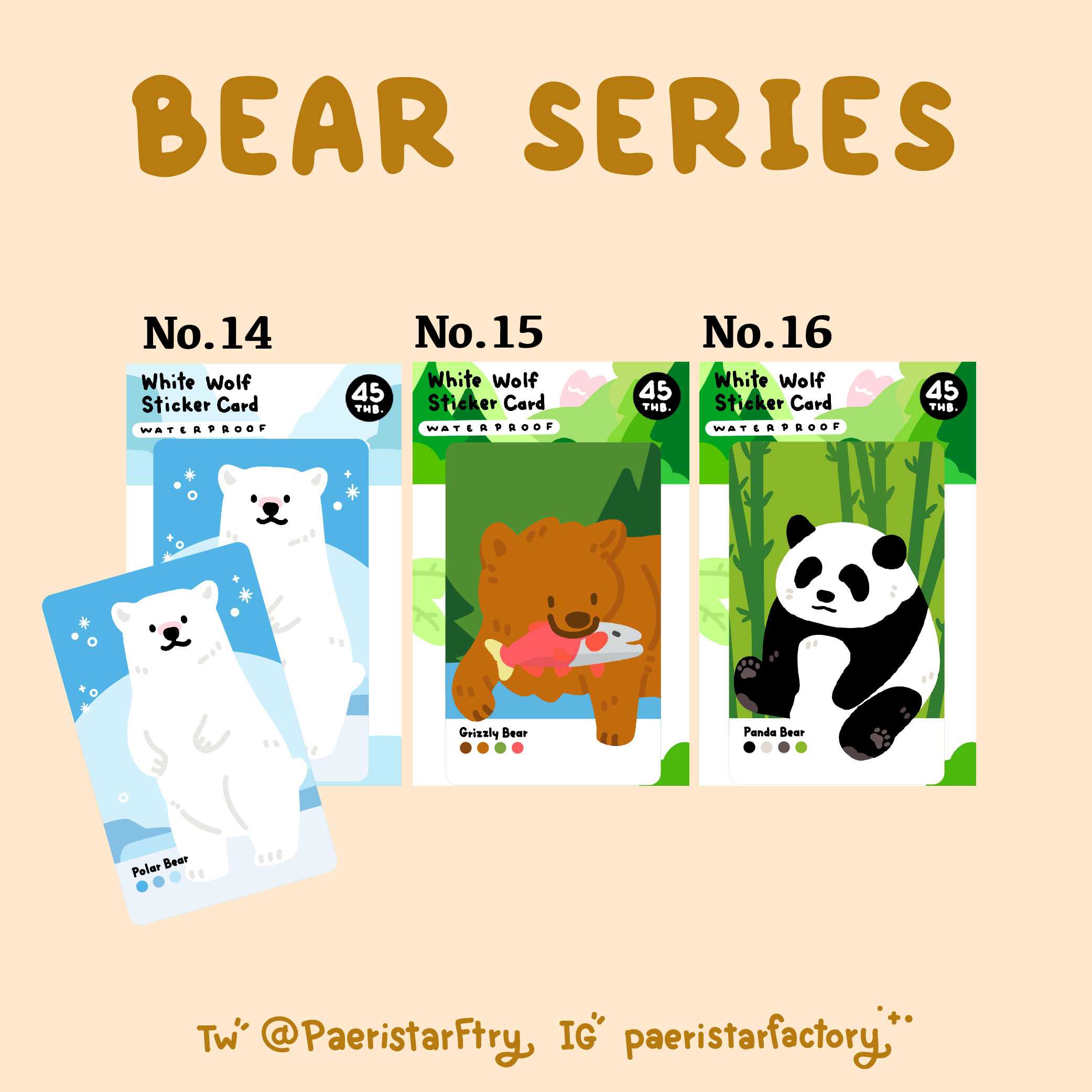 UV Sticker Card - Bear Series