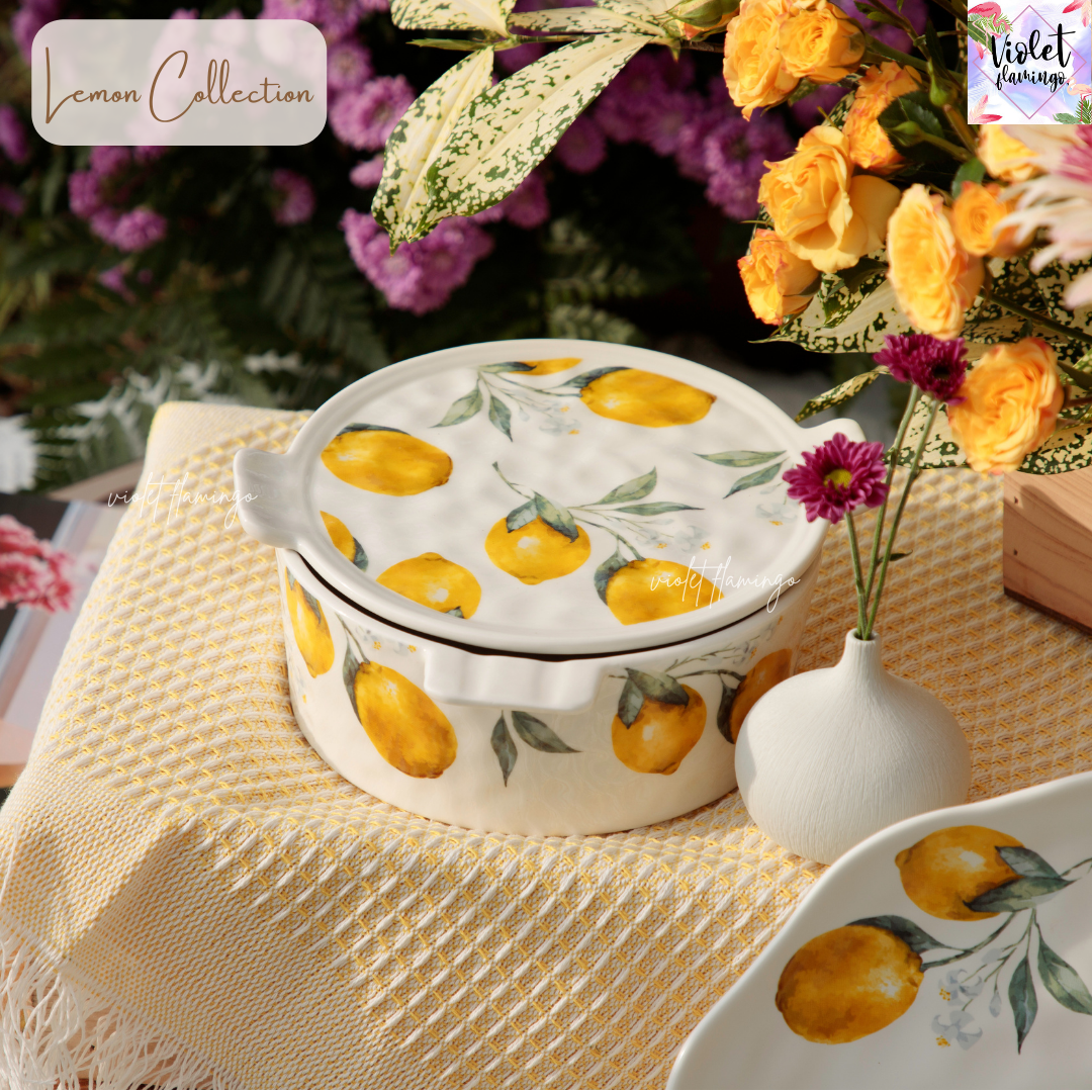 Lemon Collection- Soup Tureen ชามซุปมีฝาปิดหรือชามใส่อาหารเอนกประสงค์ เข้าไมโครเวฟได้