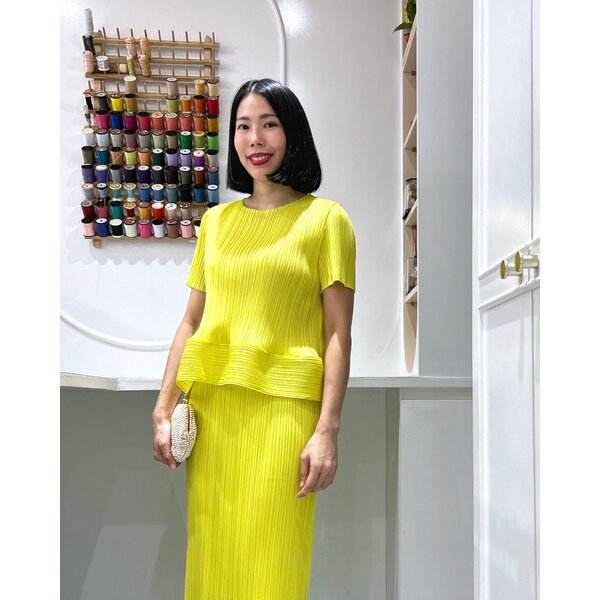 ปรับราคาลง20%!! 2MUAY รุ่น GJO11172P เสื้ออัดพลีท SHORT SLEEVE RIPPLE PLEATED TOP 10 สี FREE SIZE