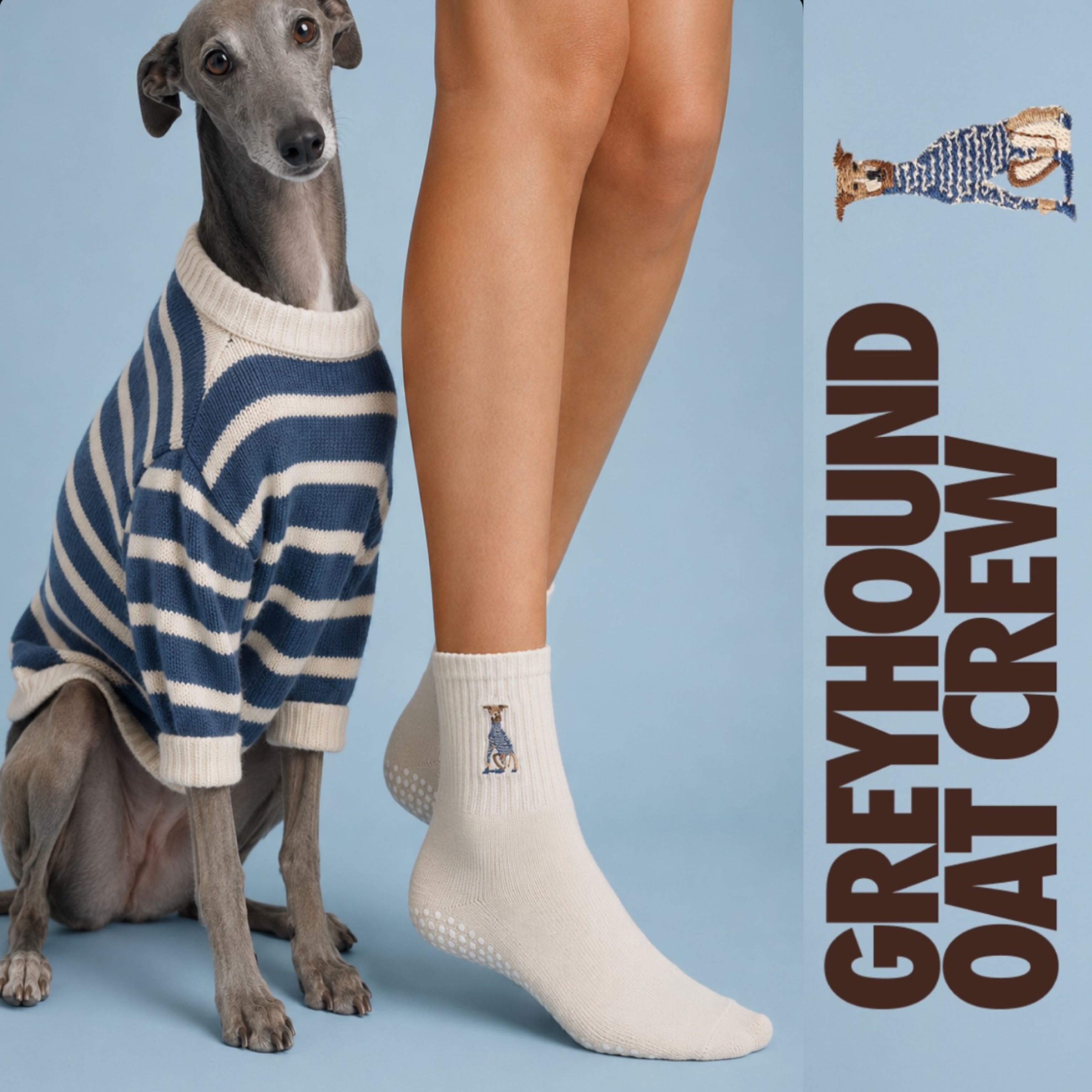 ✨BEST✨ Crew Grip Socks - Greyhound Oat | ถุงเท้าพิลาทิส MoveActive