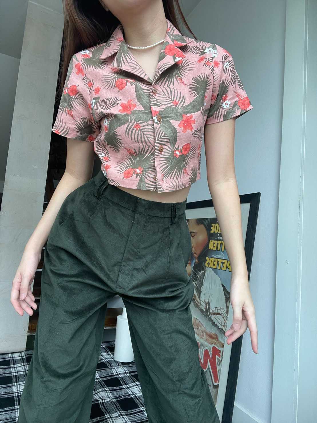 Button Up Crop Top (Tropicana)