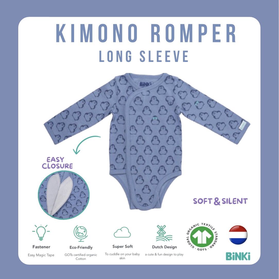 Kimono Romper Longsleeve Penguin - Blue