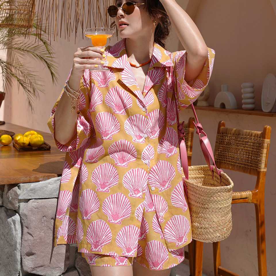 SEASHELL OVERSHIRT IN PINK MARMALADE