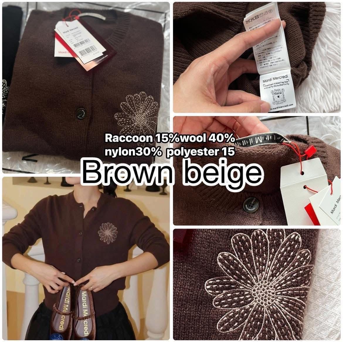 พร้อมส่ง แท้ Mardi คาร์ดิแกน RACCOON BLENDED CARDIGAN ROUND NECK_BROWN ผ้านุ่มมาก