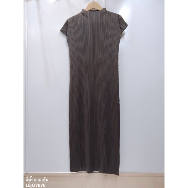 2MUAY PLEAT เดรสผู้หญิง เดรสพลีทคุณภาพ รุ่น GJO7876 5สี FREE SIZE HIGH NECK CAP SLEEVE PLEAT DRESS