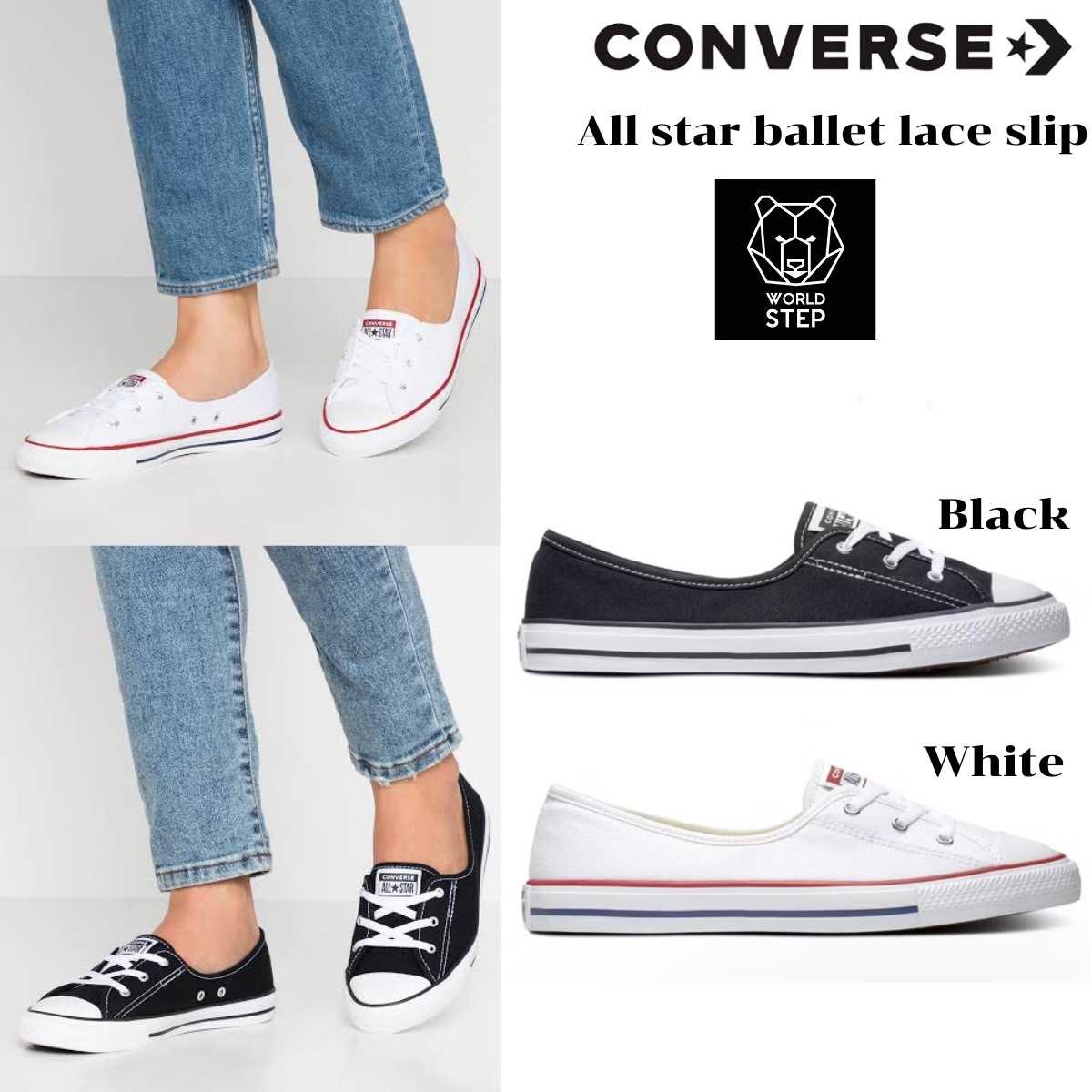 ￼รองเท้า Converse แบบสวม Converse All Star Ballet Lace Slip
