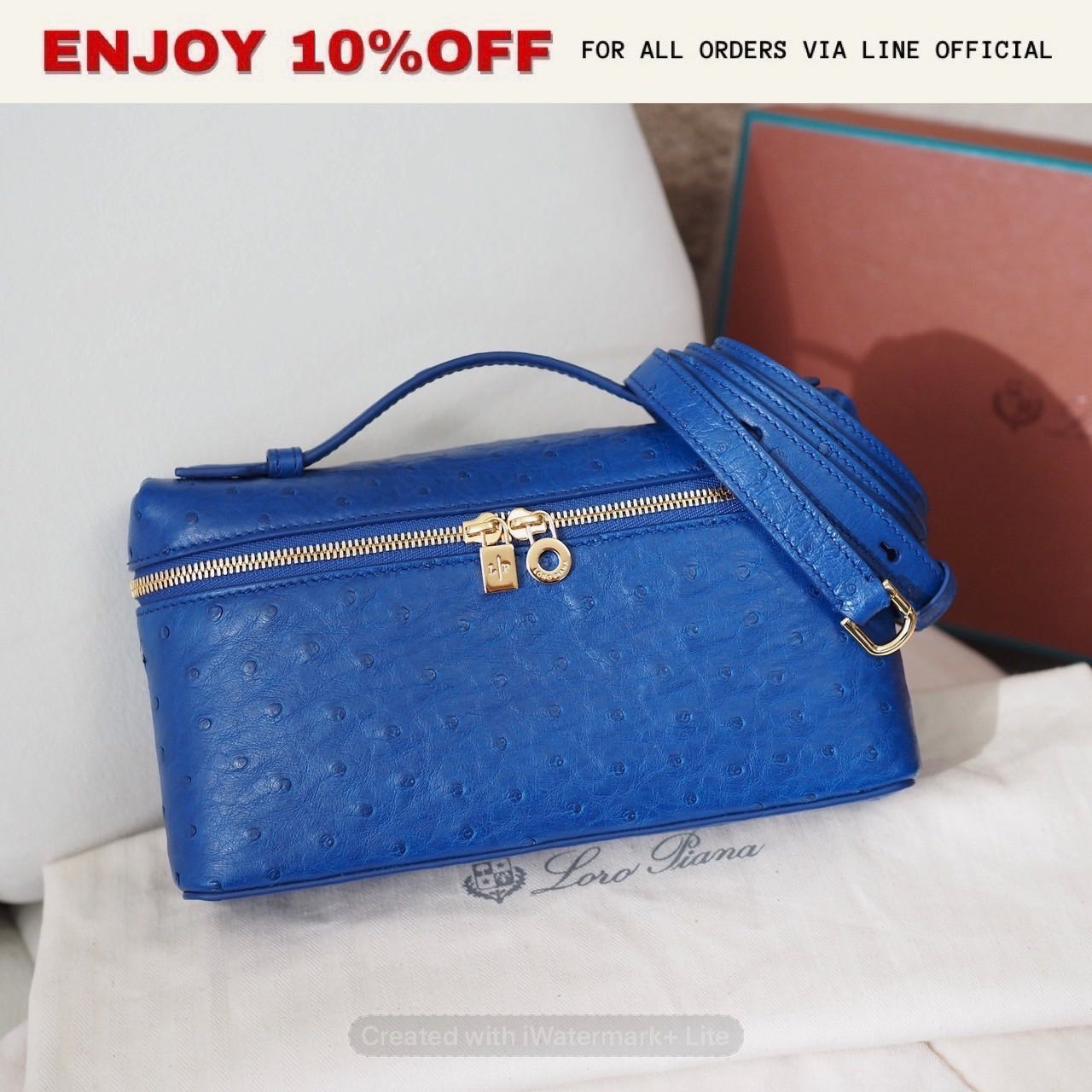 NEW! LORO PIANA EXtra Pocket L19 Ostrich Leather สี W13N GHW | Bag