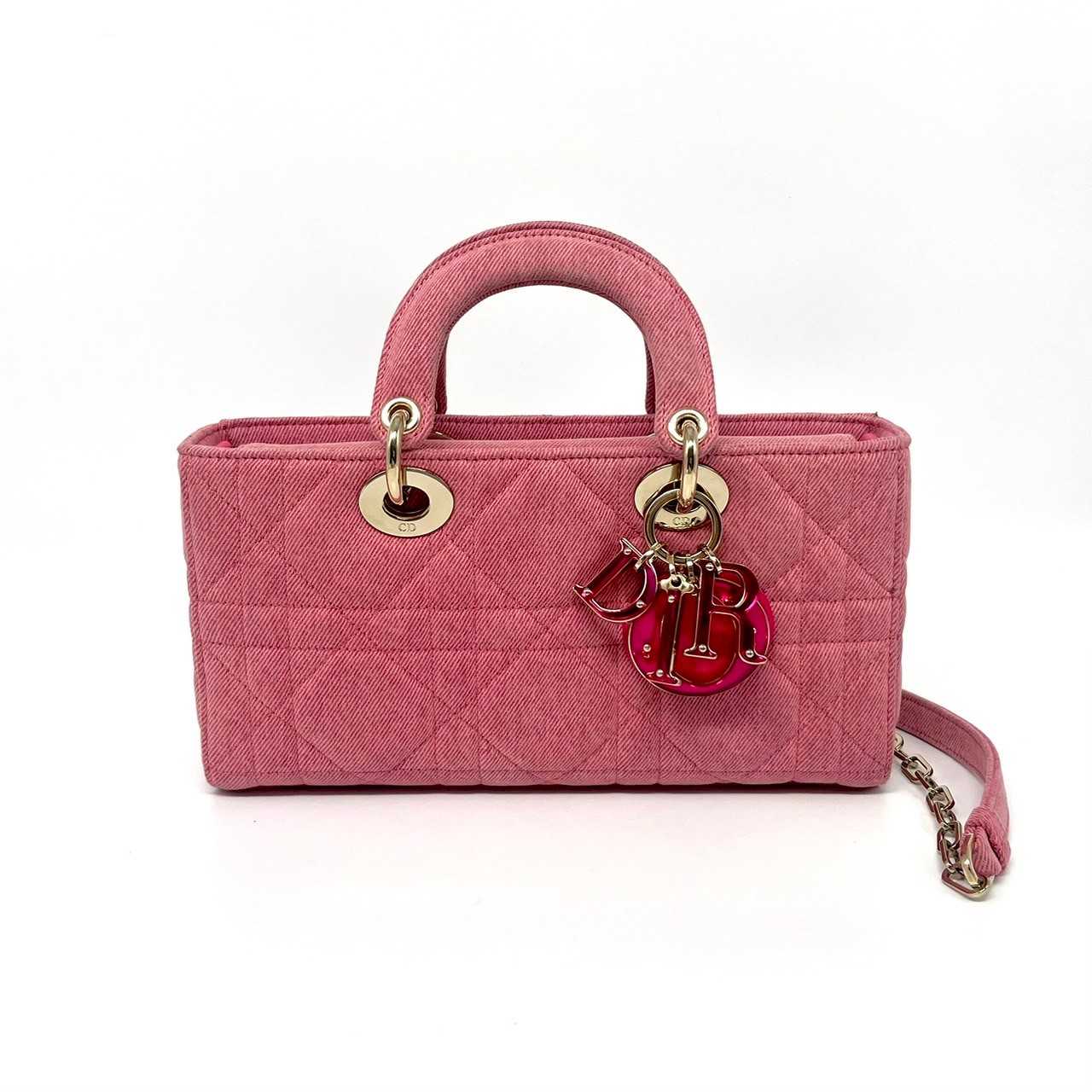 Dior Lady d joy medium pink denim lghw dc22
