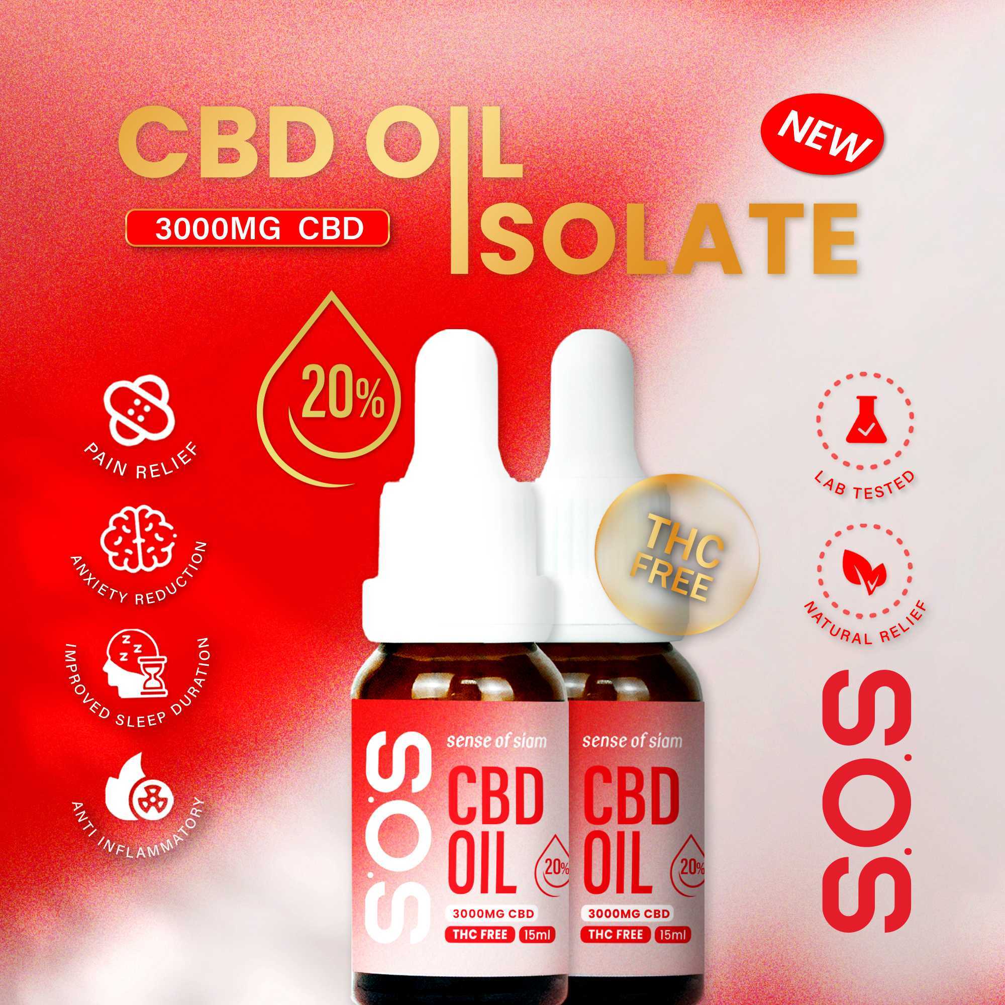 2x SOS CBD Isolate Oil 20%