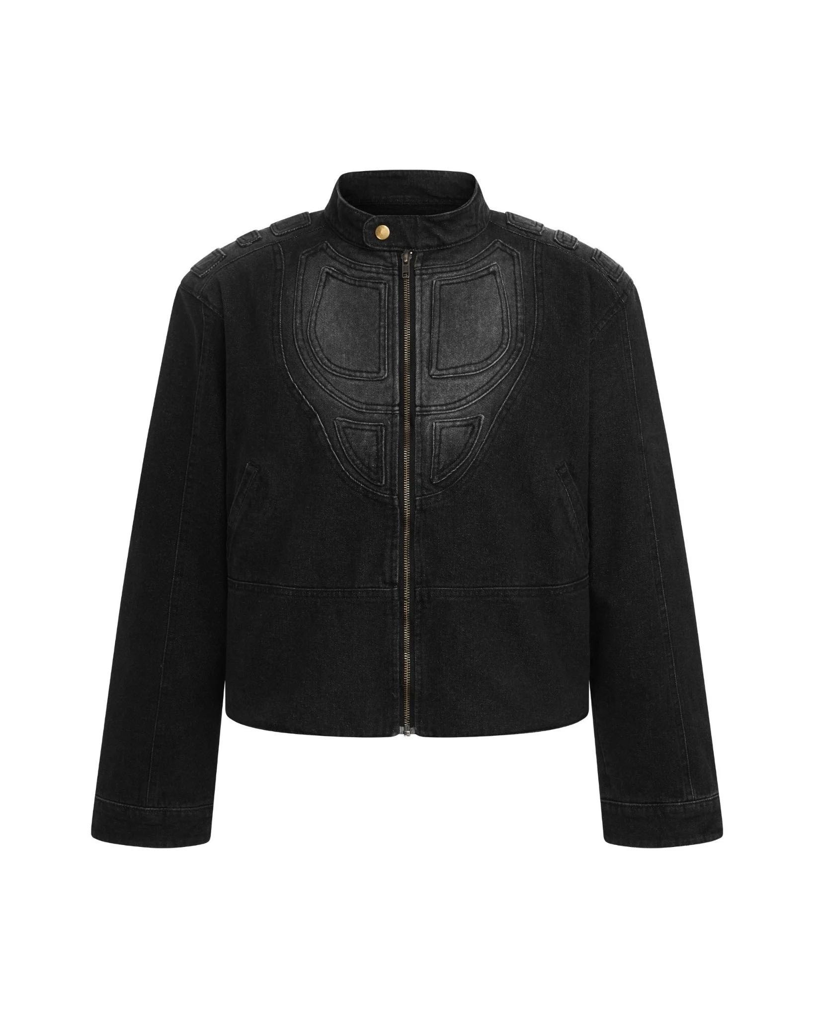 DIMOIR FADED DENIM BIKER JACKET
