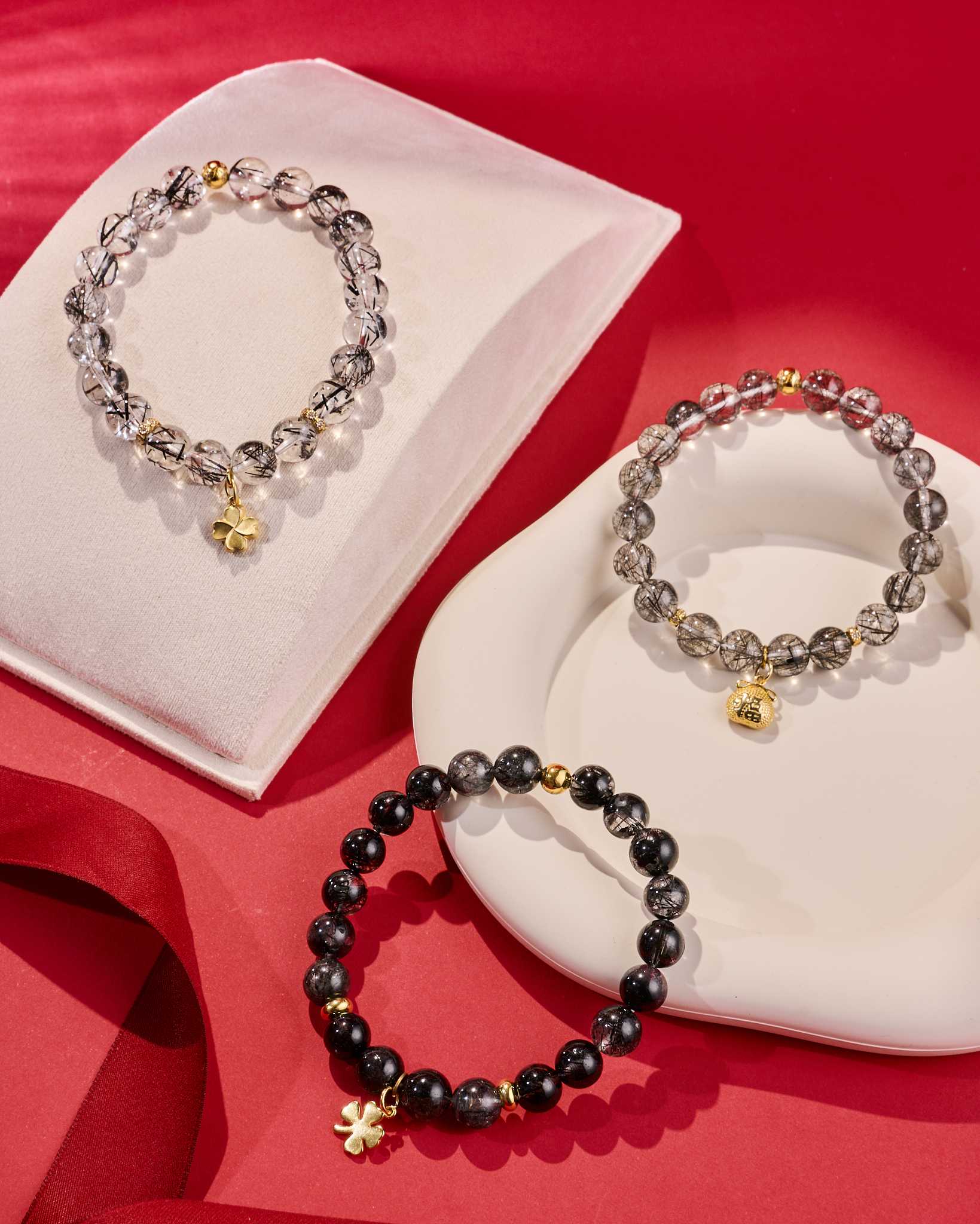 กำไลหินไหมดำ เสริมการเงิน ป้องกันพลังงานลบ ดึงดูดโชคลาภ  Black Ritulated Quartz  (ไหมดำ)🖤