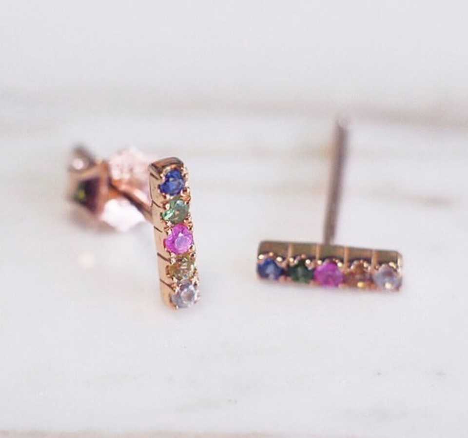 ต่างหูพลอย #minimearrings รหัส E051
