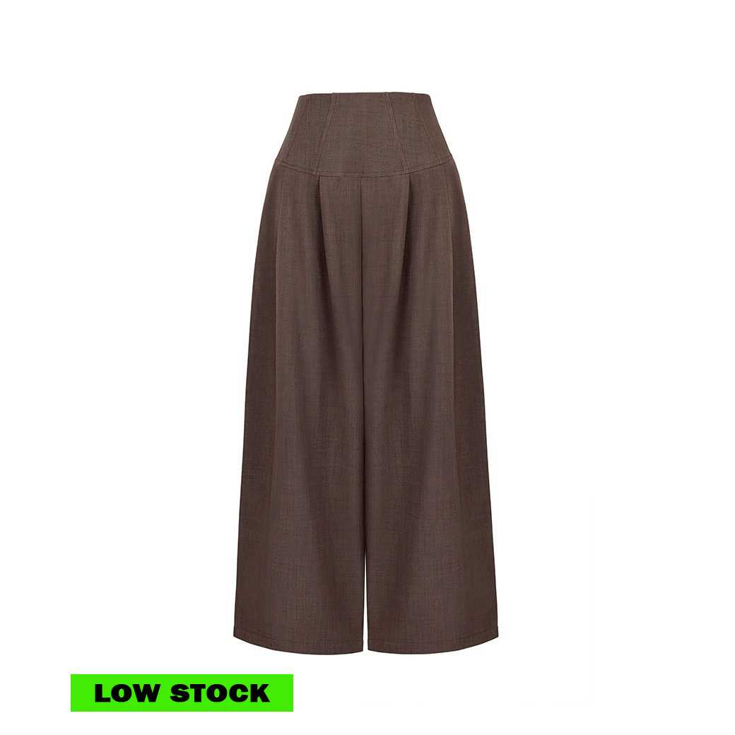 HATTIE WIDE-LEG PANTS - MOCHA BROWN