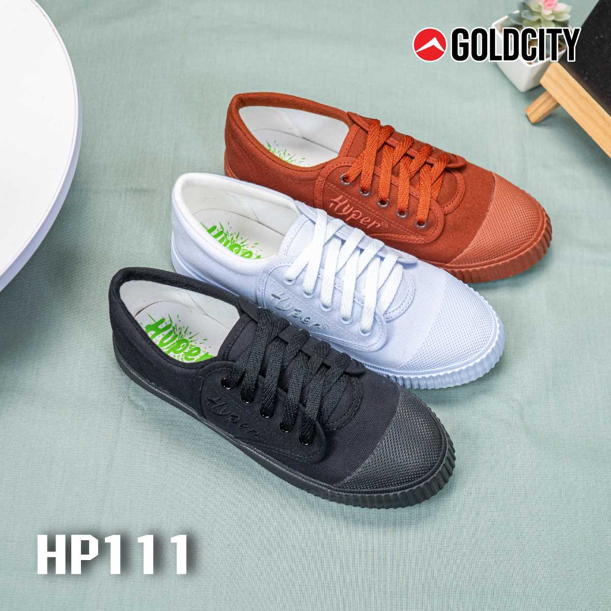 รองเท้าผ้าใบนักเรียน คุณภาพดี พื้นยางพารา ทน นุ่ม หนึบ GOLDCITY รุ่น HP111