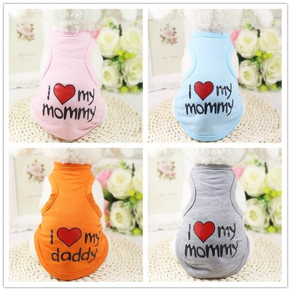 🇹🇭พร้อมส่ง🇹🇭🎽เสื้อกล้าม❤LOVE Mommy & Daddy 💟 รักแม่ รักพ่อ เสื้อสัตว์เลี้ยง ชุดสุนัข หมา ช...