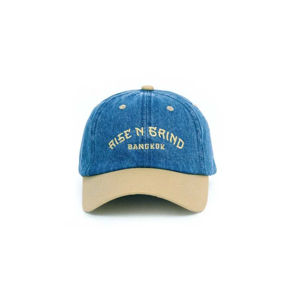 Rise and Grind Cap in Jean White with Brim