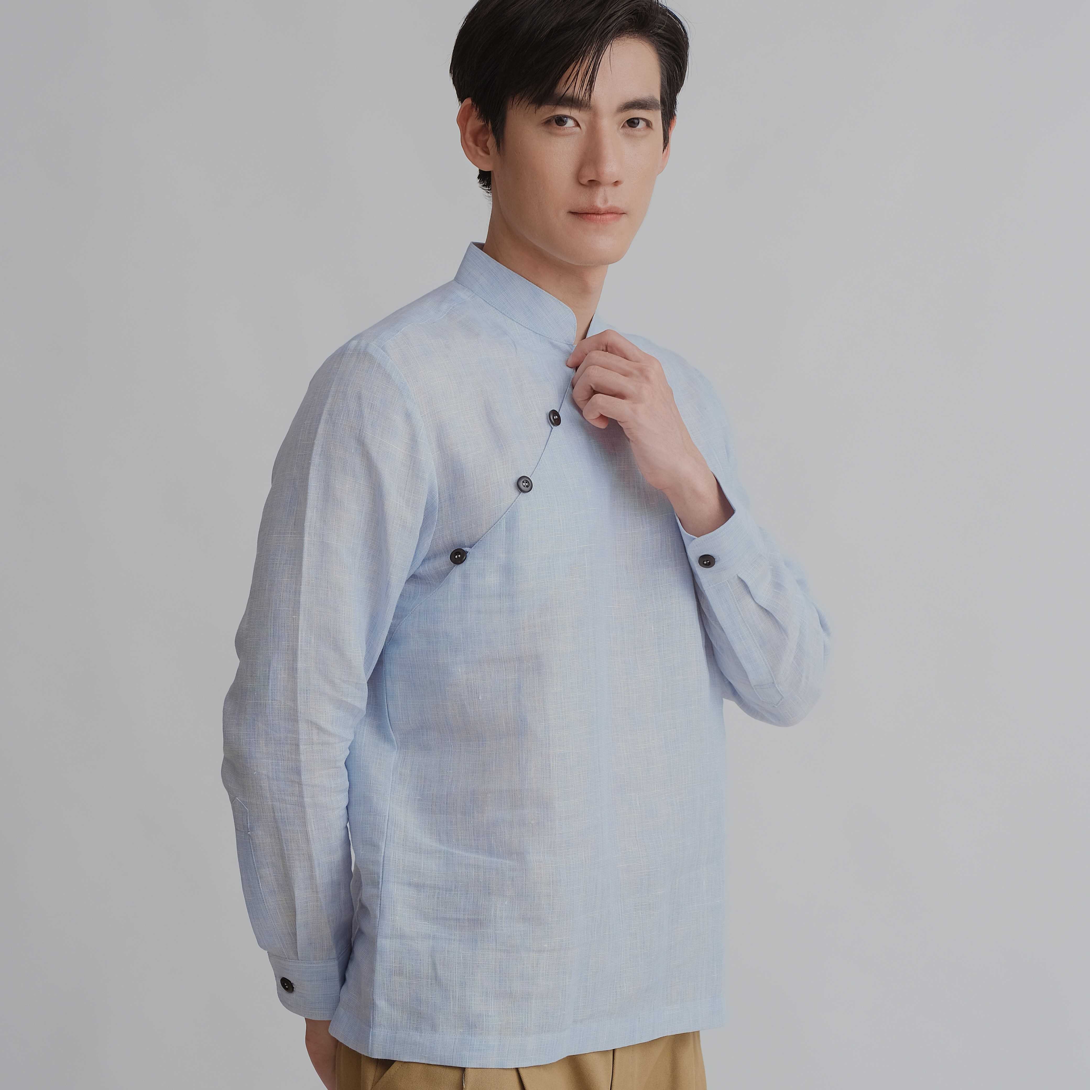 HANFU Shirt Sleeve - Light Blue Linen