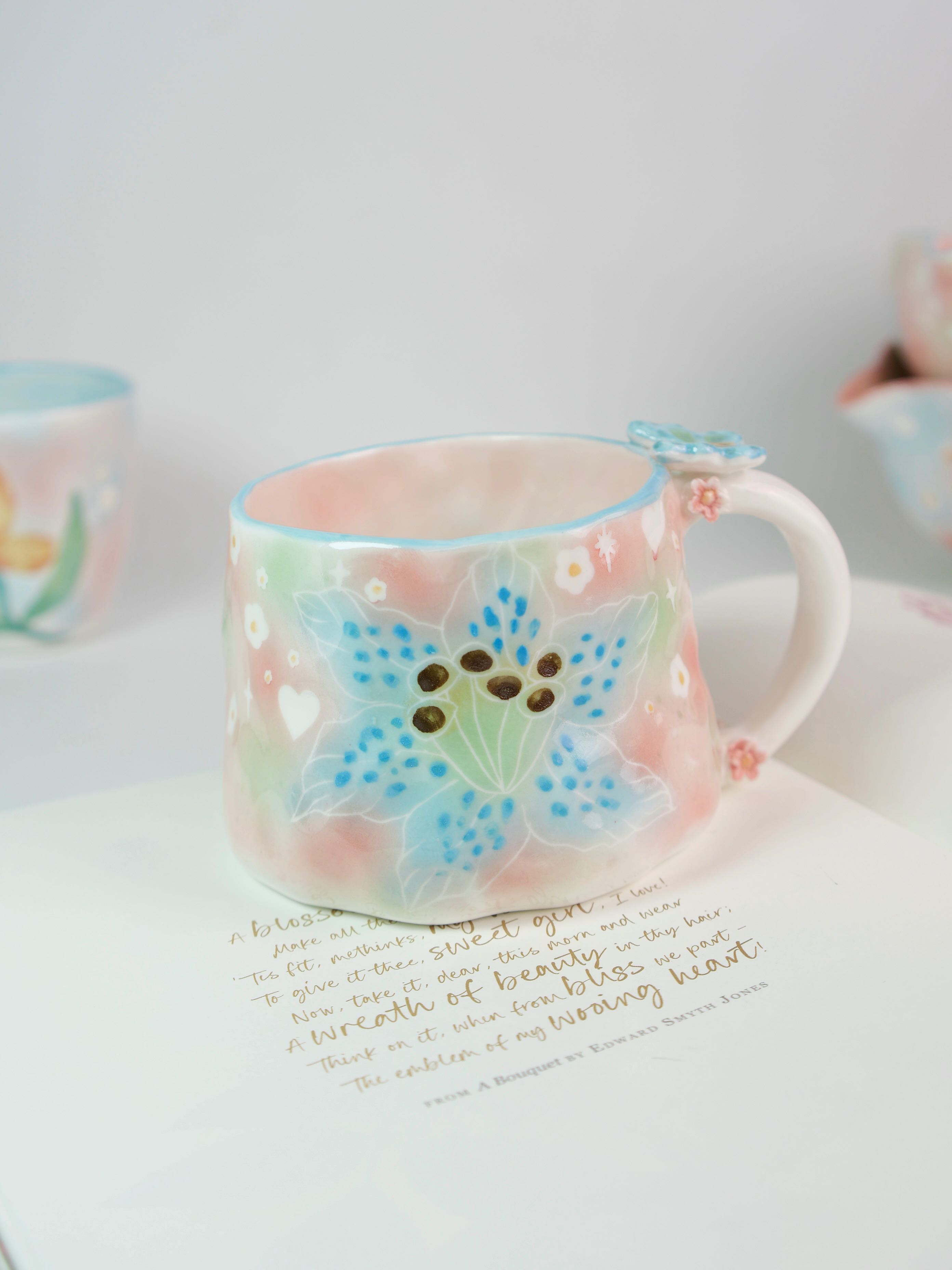 blue lily mug