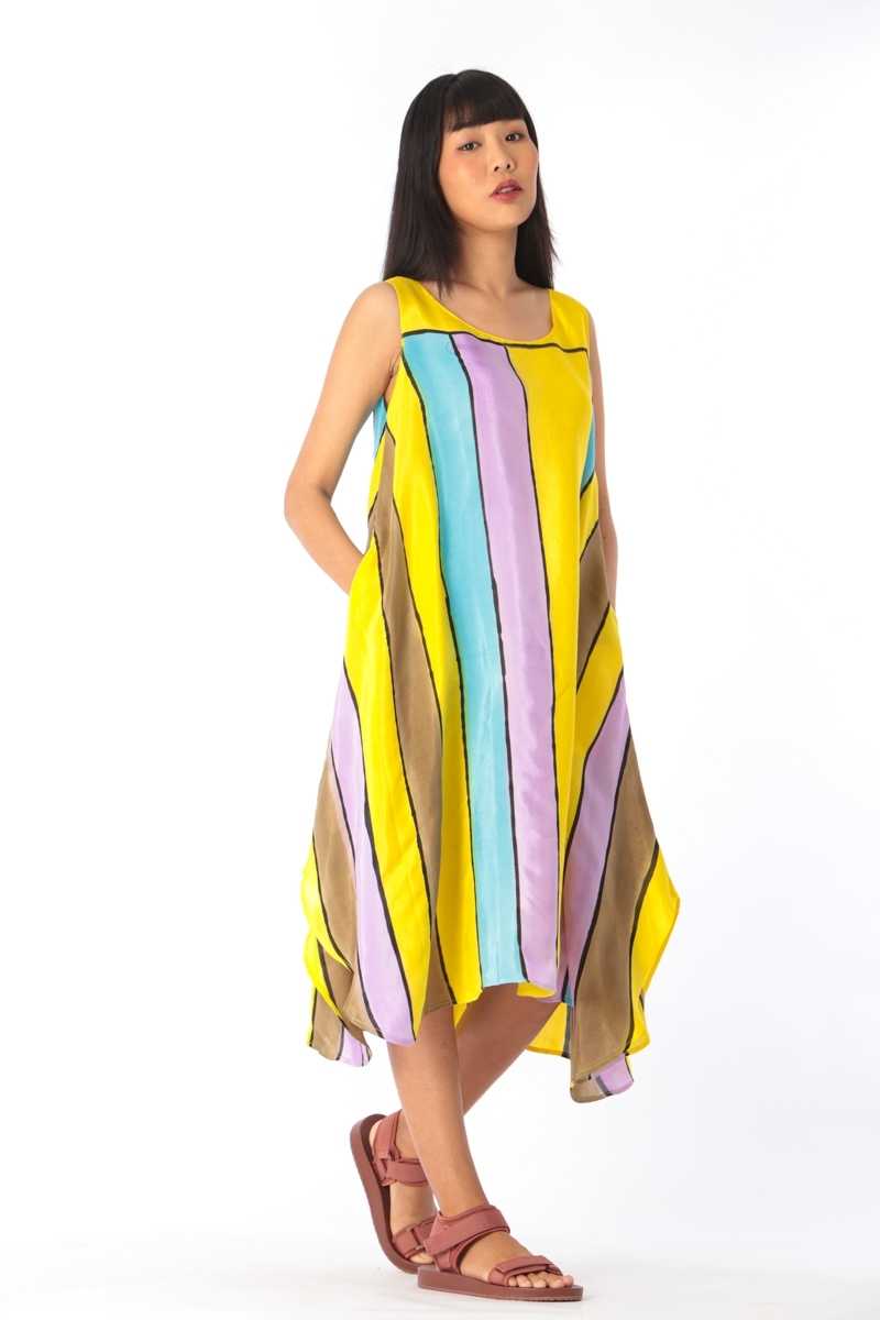 (Pre-Order) Sac Sleeveless Dress Cotton Silk Hand paint